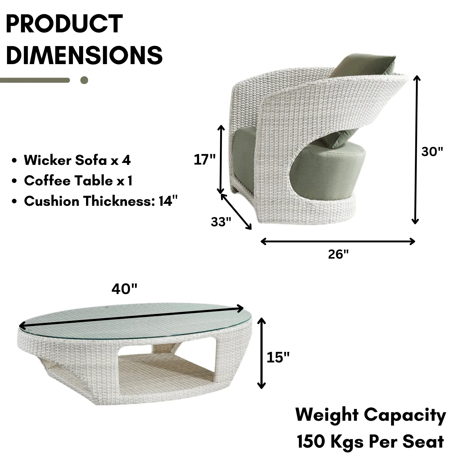 Outdoor White Rattan Wicker Sofa Chairs With Glass Top Table - Image 2