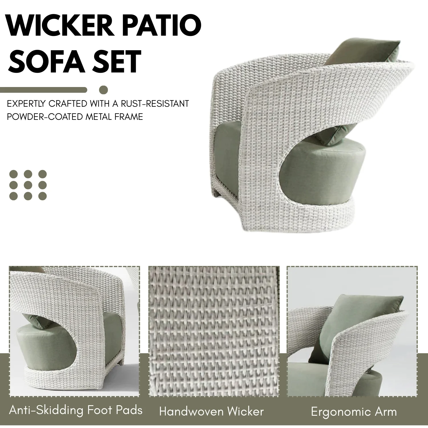 Outdoor White Rattan Wicker Sofa Chairs With Glass Top Table - Image 6