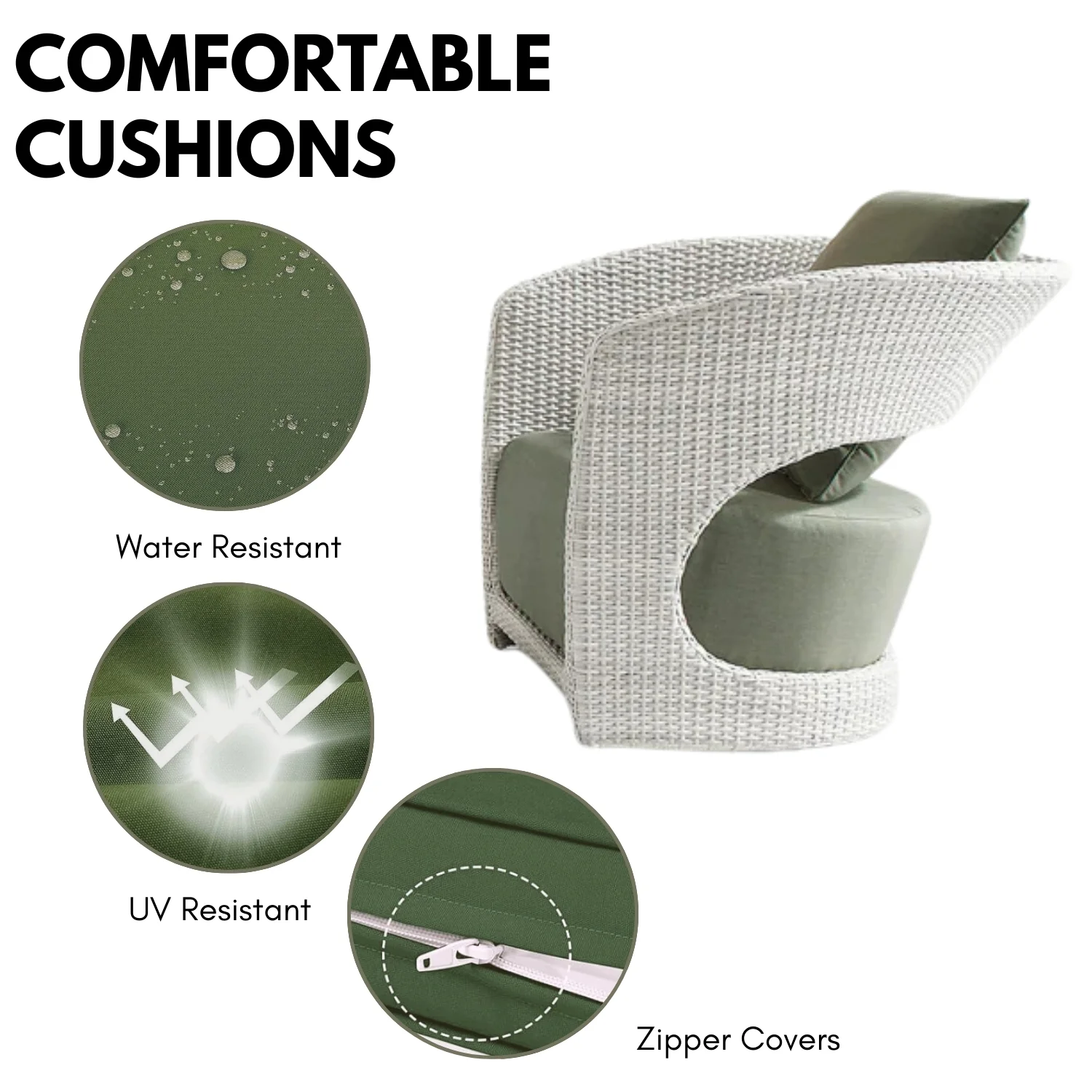 Outdoor White Rattan Wicker Sofa Chairs With Glass Top Table - Image 7