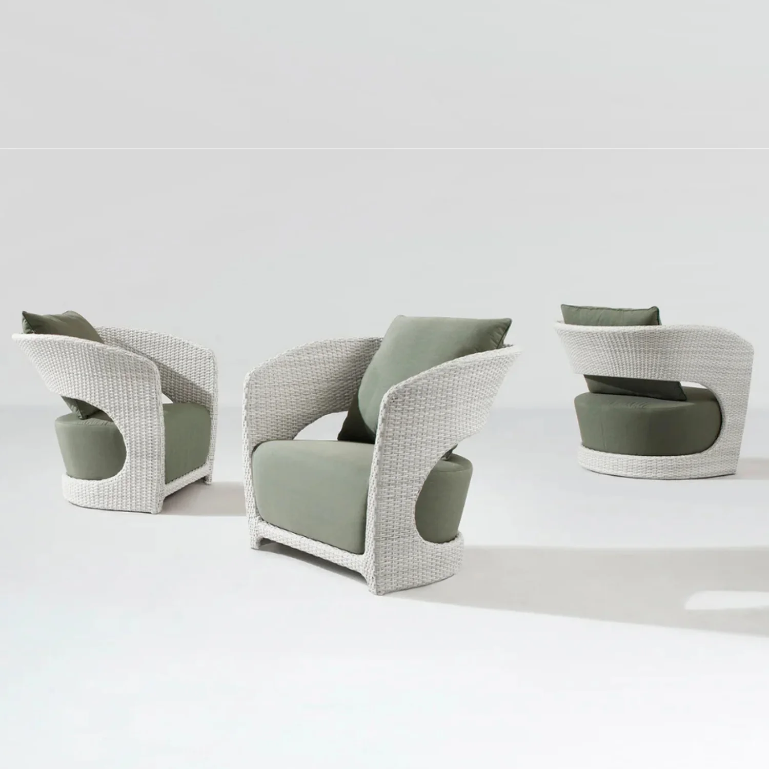 Outdoor White Rattan Wicker Sofa Chairs With Glass Top Table - Image 9