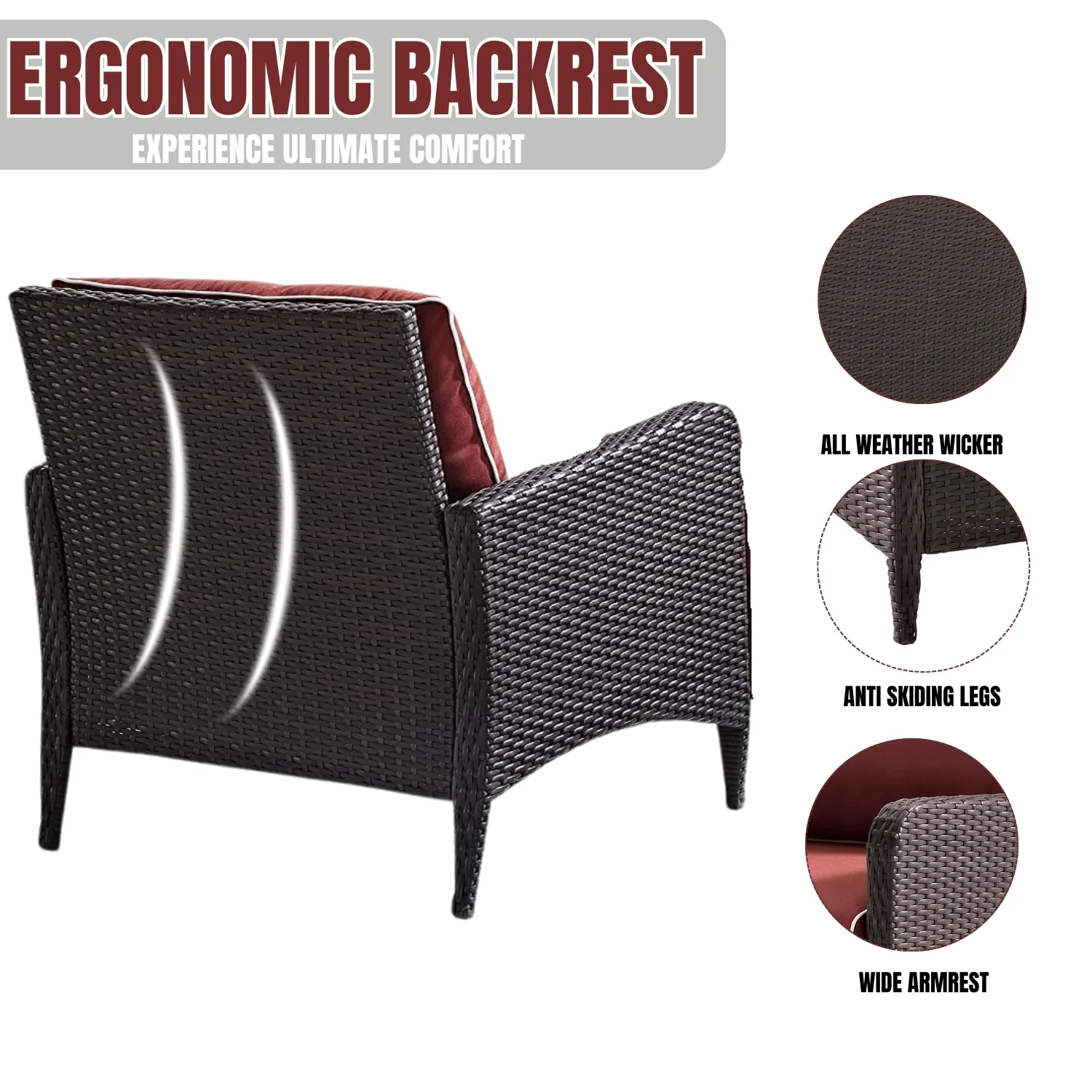 1-Piece Outdoor Wicker Single Seater Sofa - Image 6