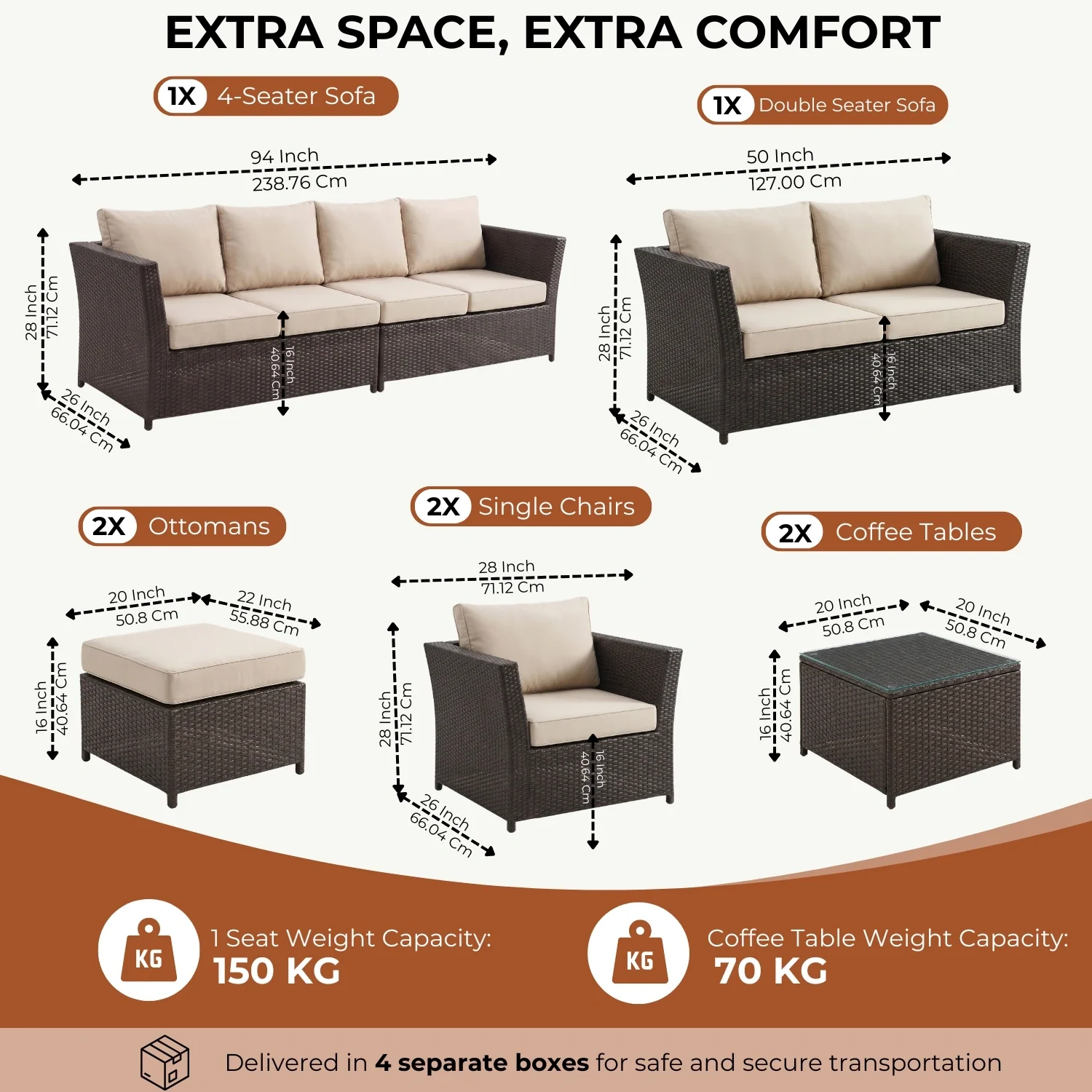 Outdoor Wicker 10 Seater Sectional Sofa Set - Image 3