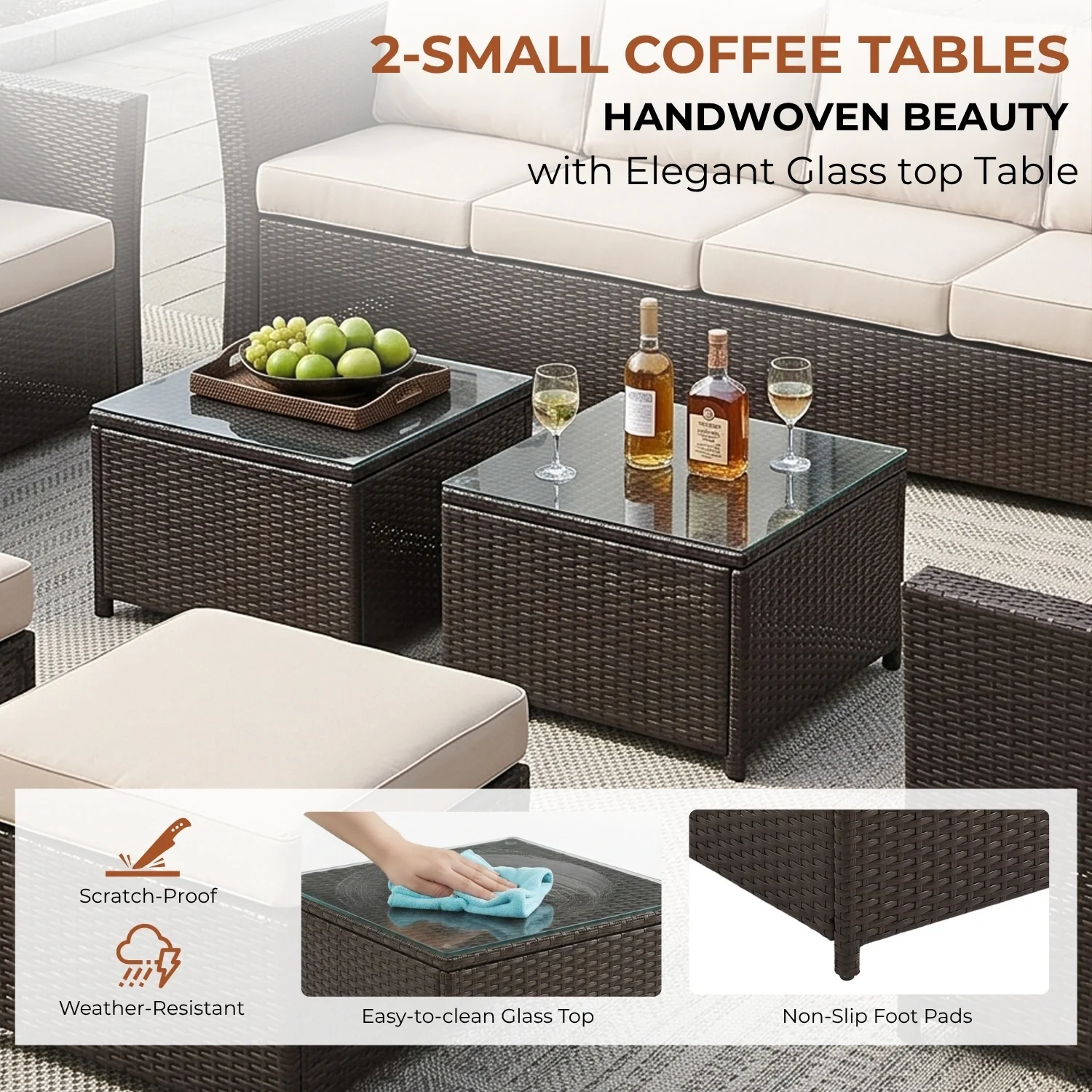 Outdoor Wicker 10 Seater Sectional Sofa Set - Image 8
