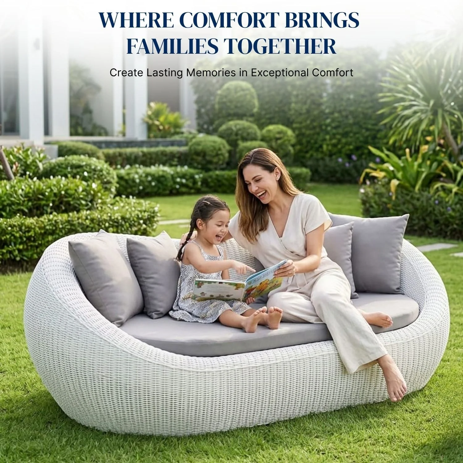 Outdoor Wicker 2 Seater Patio Garden Daybed - Image 6