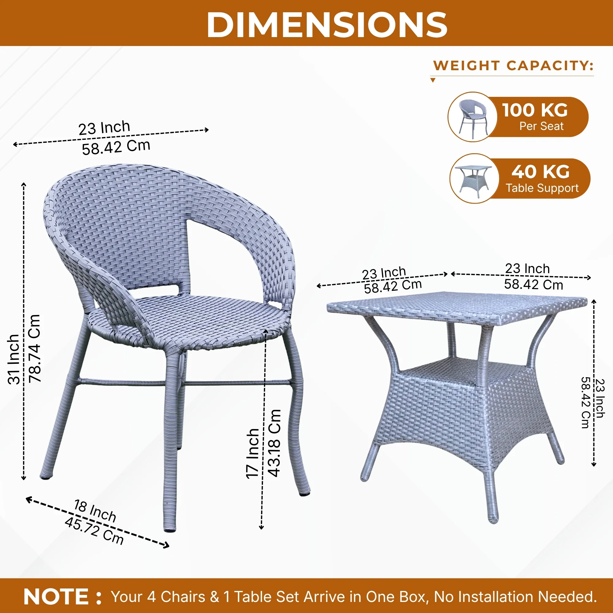 Outdoor Wicker 3 Piece Patio Bistro Set (Silver Grey) - Image 2