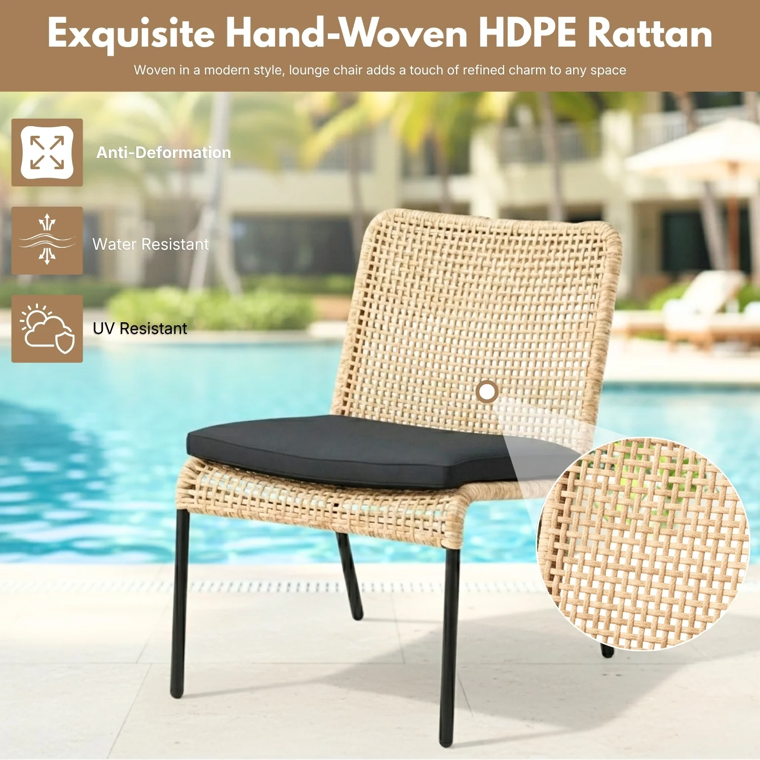 Outdoor Wicker 3-Piece Patio Furniture Set with Wooden Top Table - Image 3
