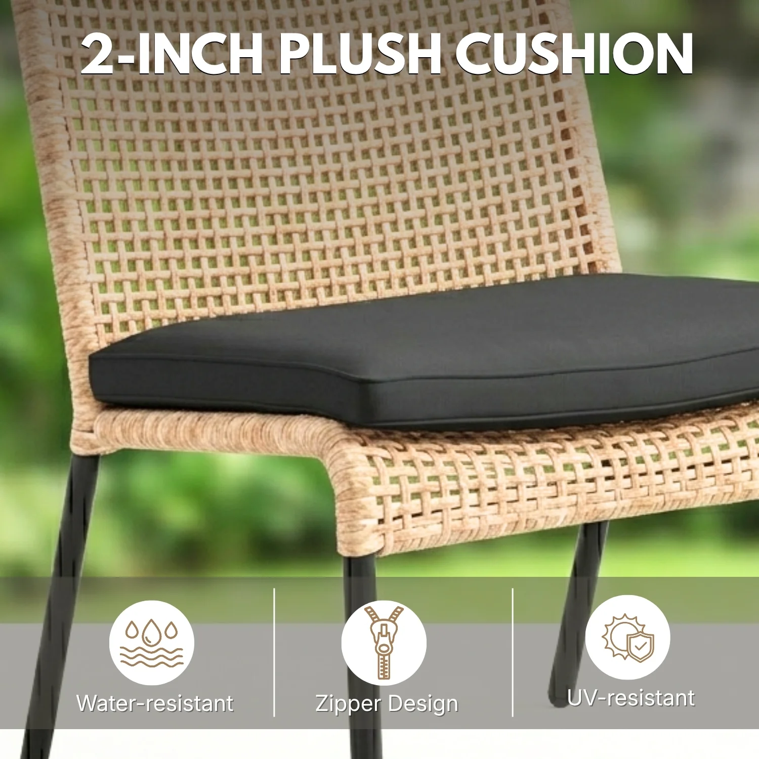 Outdoor Wicker 3-Piece Patio Furniture Set with Wooden Top Table - Image 5