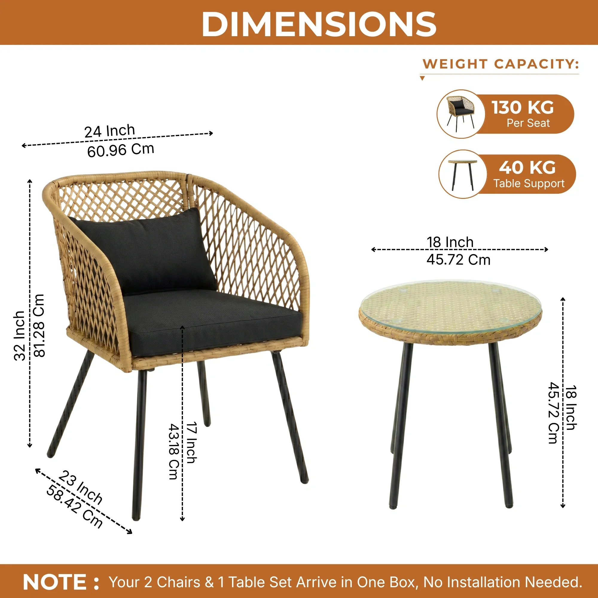 Outdoor Wicker 3-Piece Patio Set - Image 2