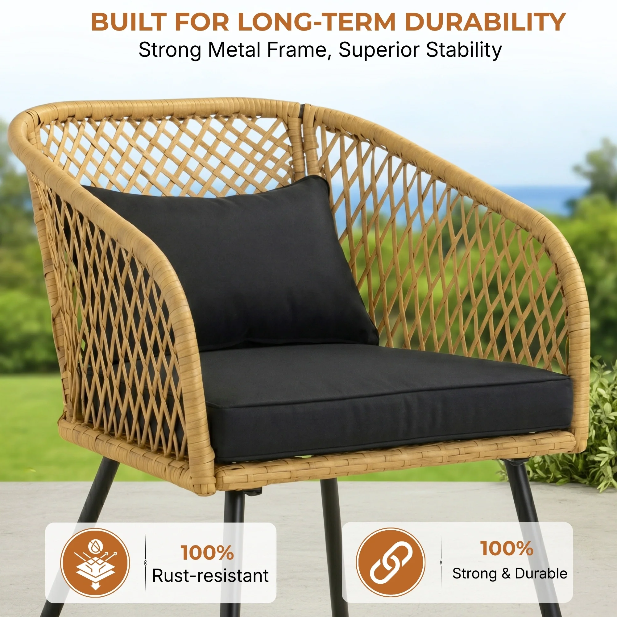 Outdoor Wicker 3-Piece Patio Set - Image 4