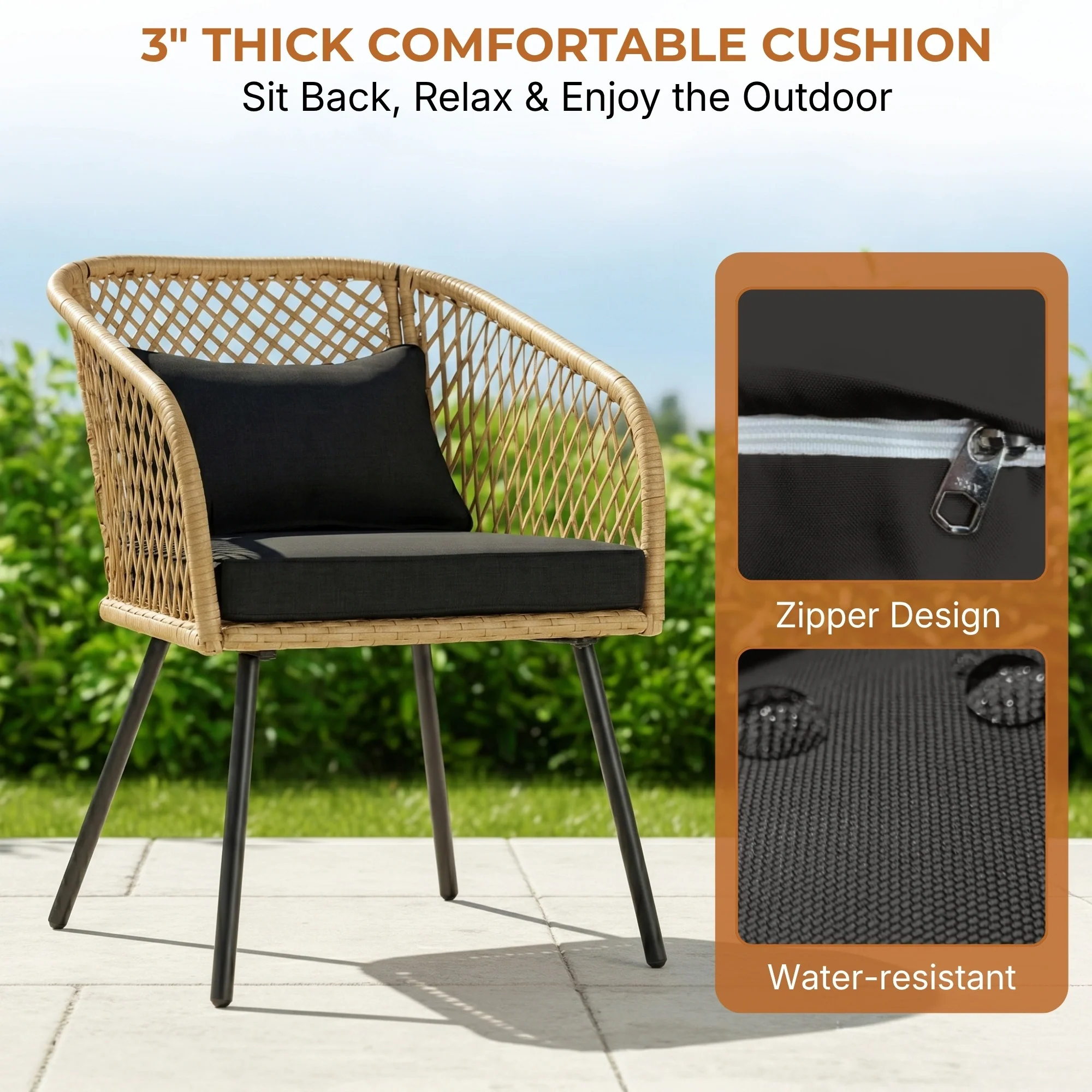 Outdoor Wicker 3-Piece Patio Set - Image 5