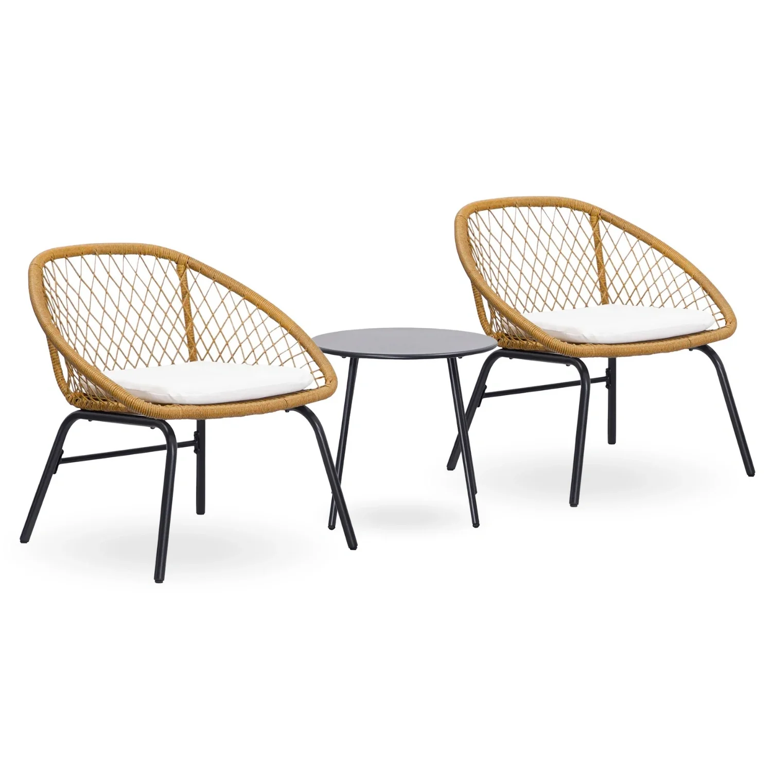 Outdoor Wicker 3-Piece Patio Set (Beige & White) - Image 8