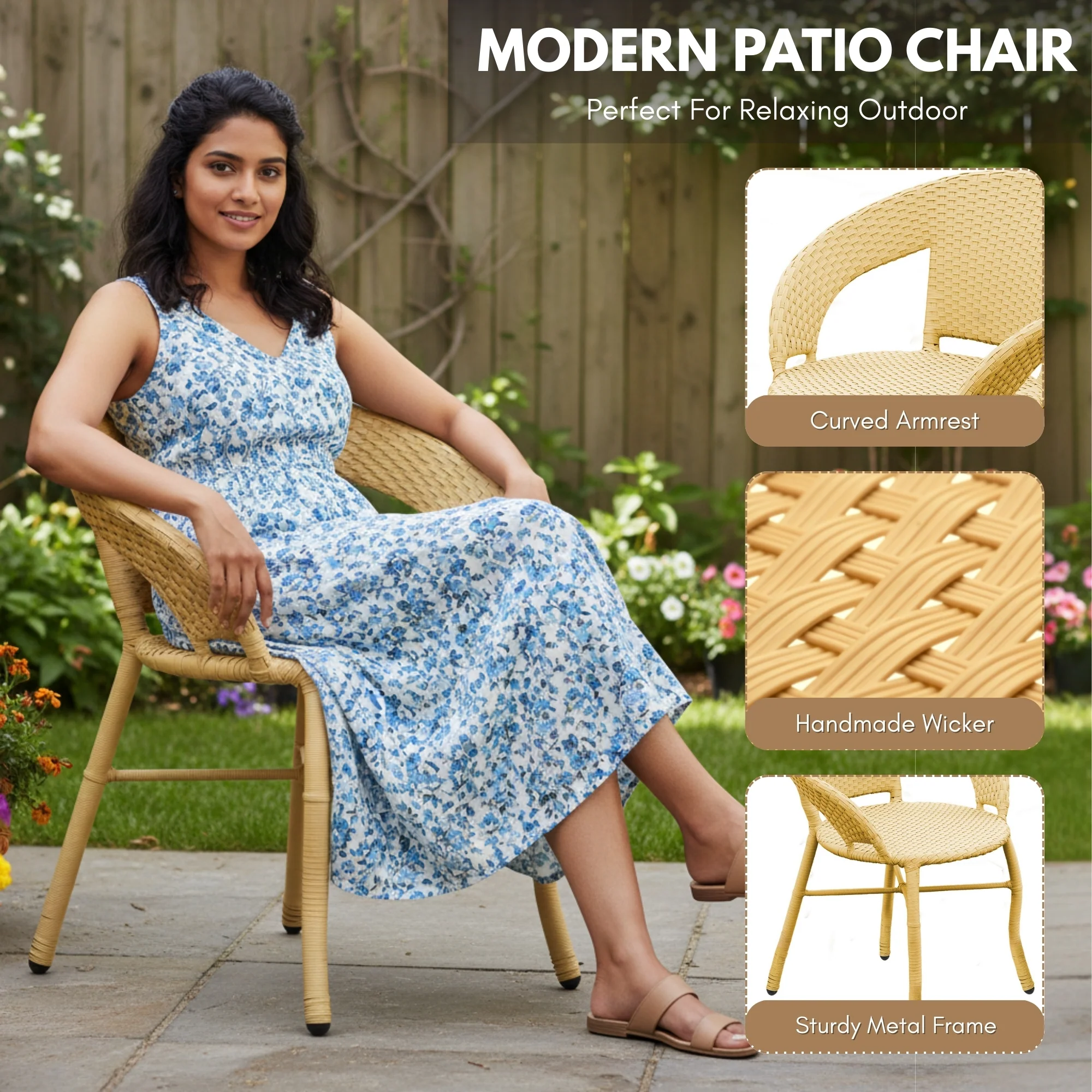 Outdoor Wicker 3-Piece Patio Set with Outdoor Umbrella - Image 4