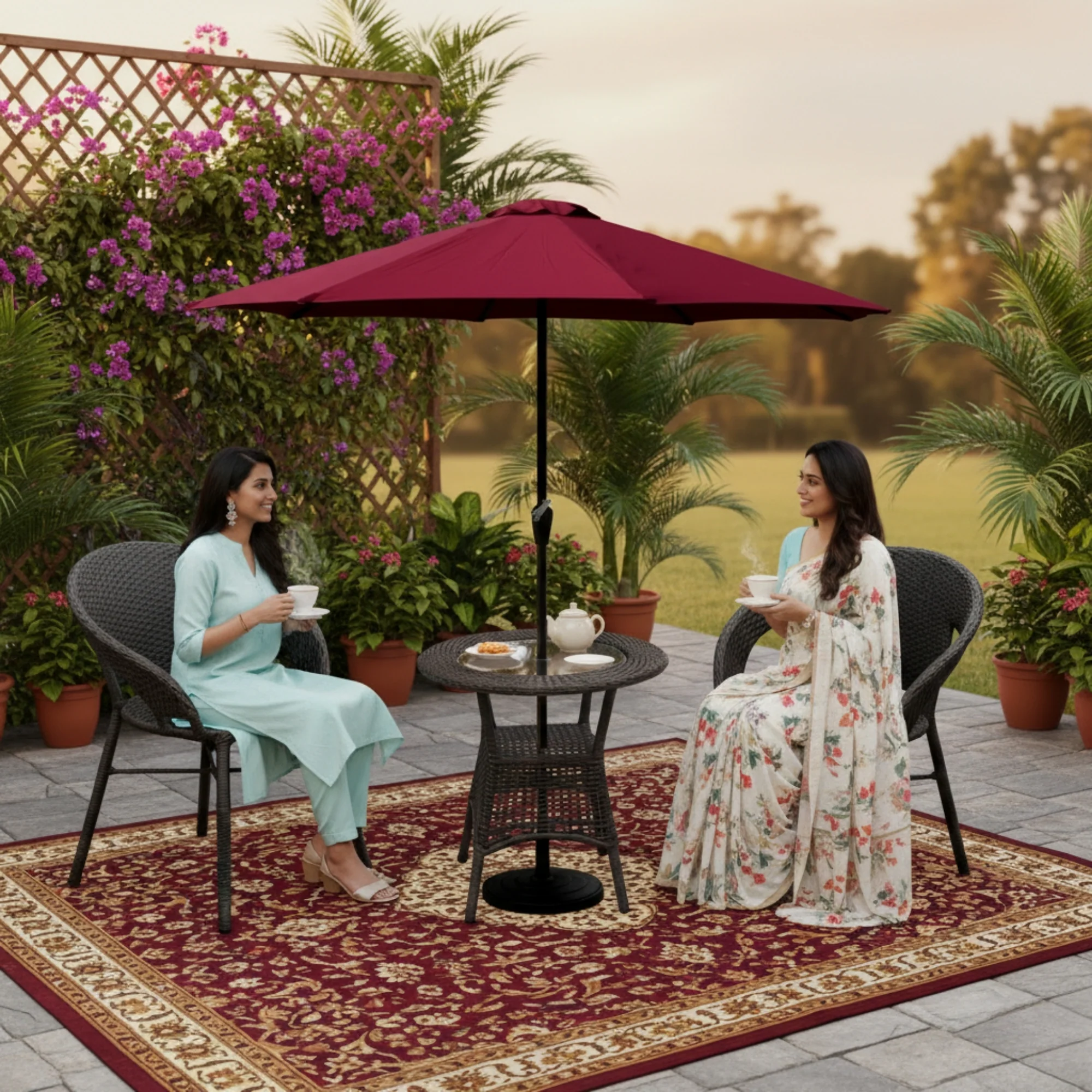 Outdoor Wicker 3-Piece Patio Set with Outdoor Umbrella - Image 11