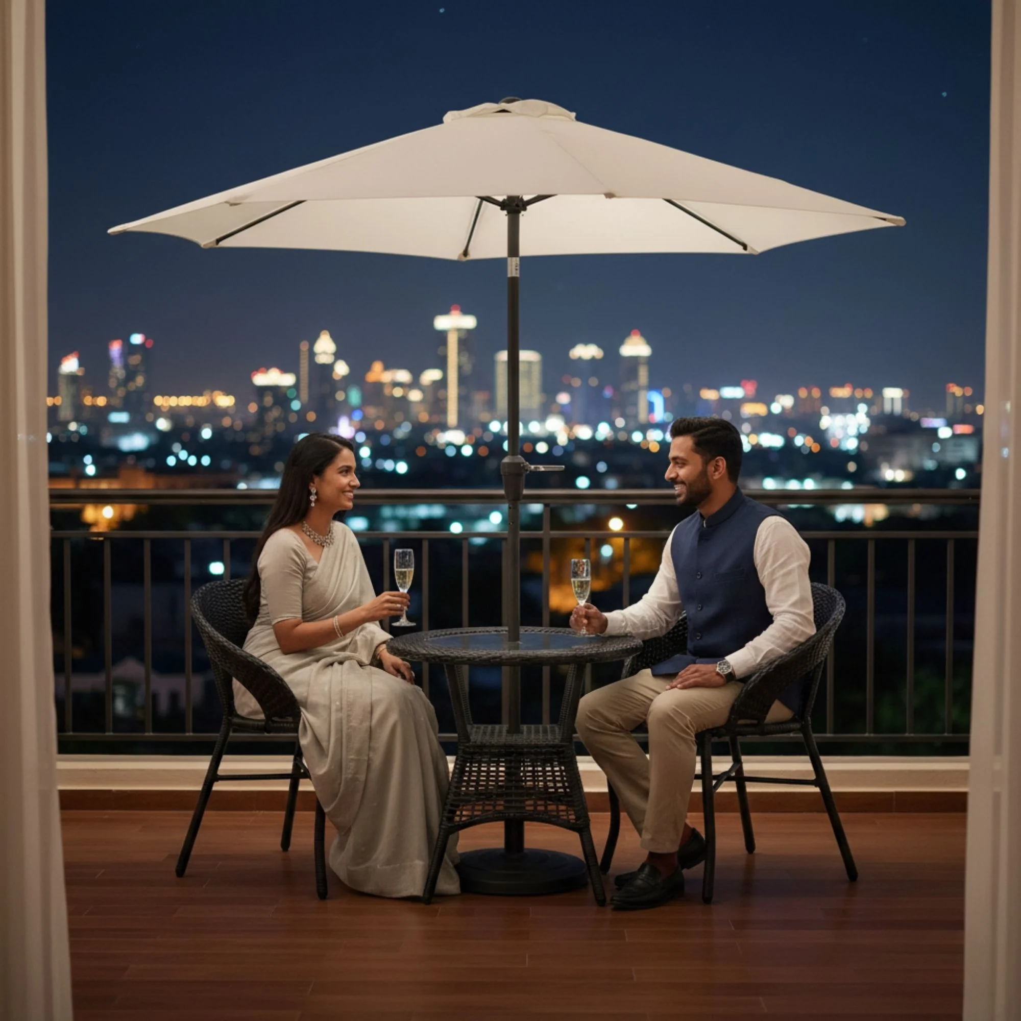 Outdoor Wicker 3-Piece Patio Set with Outdoor Umbrella - Image 10