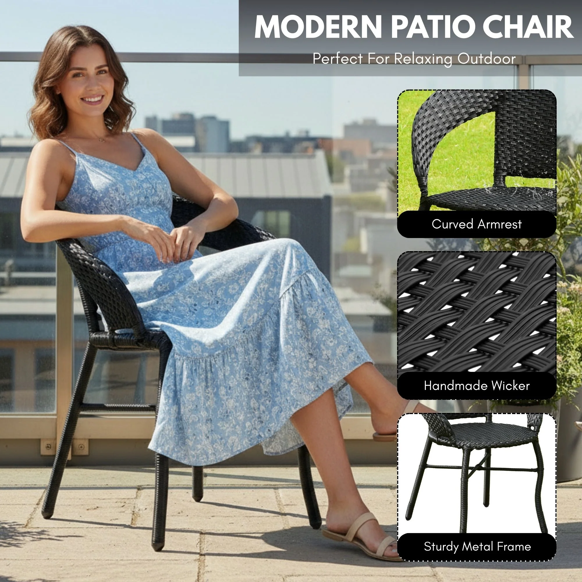Outdoor Wicker 3-Piece Patio Set with Outdoor Umbrella - Image 4