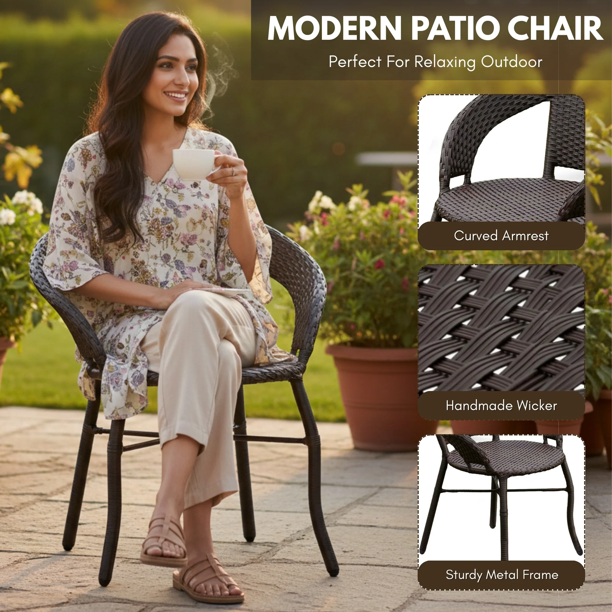 Outdoor Wicker 3-Piece Patio Set with Outdoor Umbrella - Image 5
