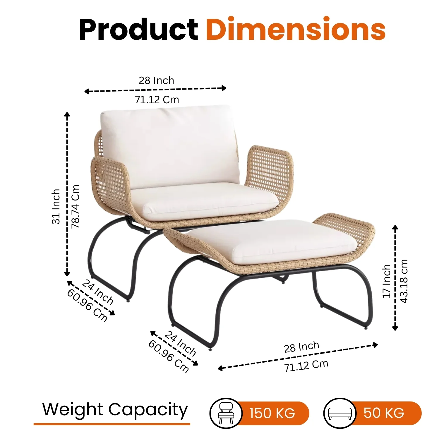 Outdoor Wicker 4-Piece Patio Set With Footrest - Image 2