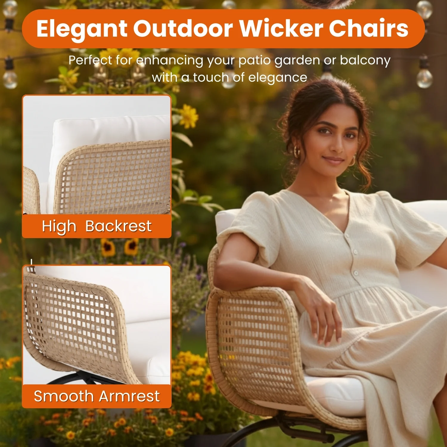 Outdoor Wicker 4-Piece Patio Set With Footrest - Image 4
