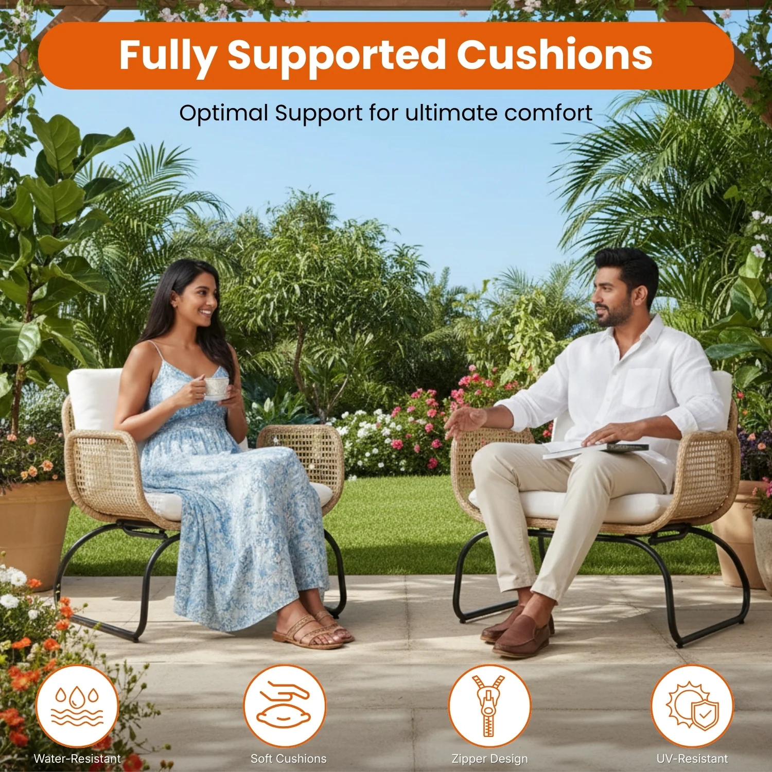 Outdoor Wicker 4-Piece Patio Set With Footrest - Image 5