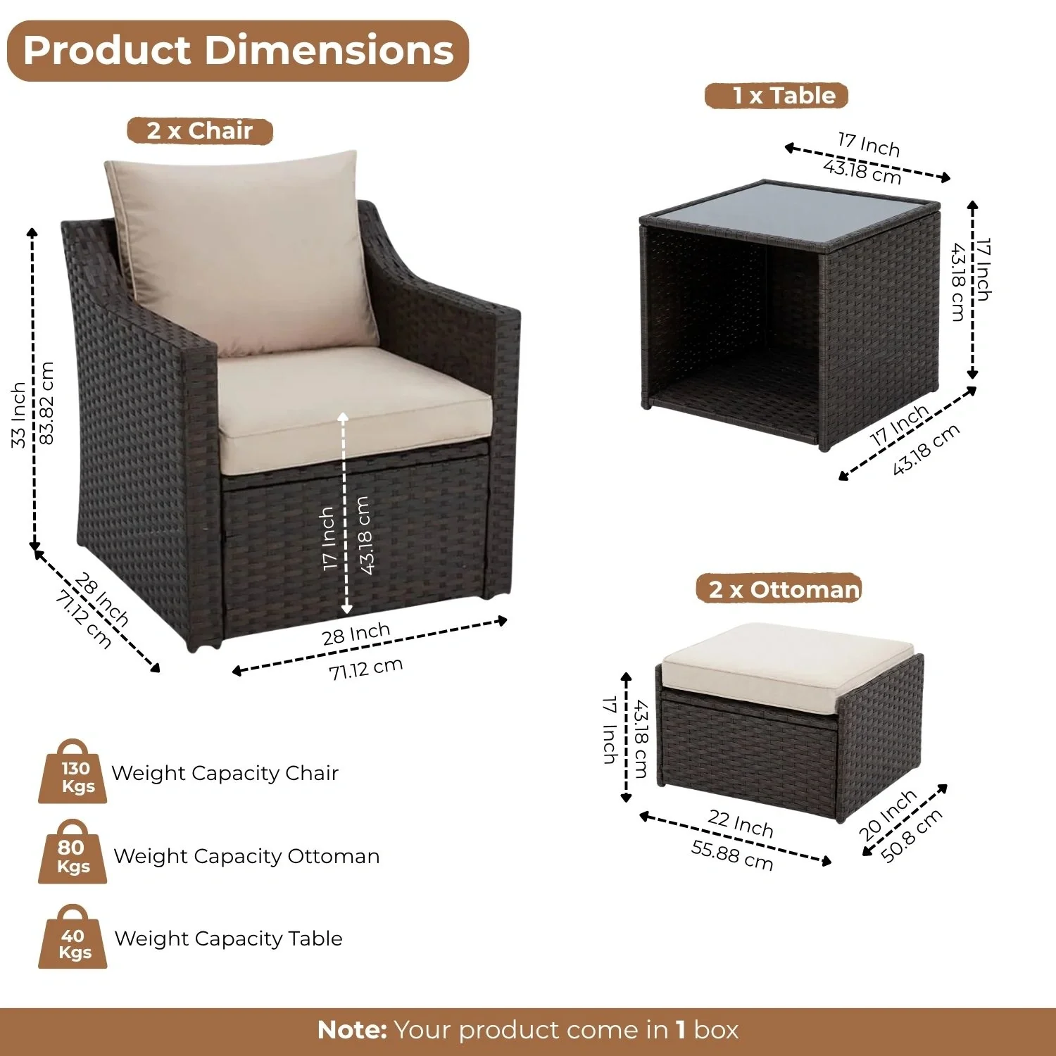 Outdoor Wicker 5-Piece Patio Sofa Set - Image 3