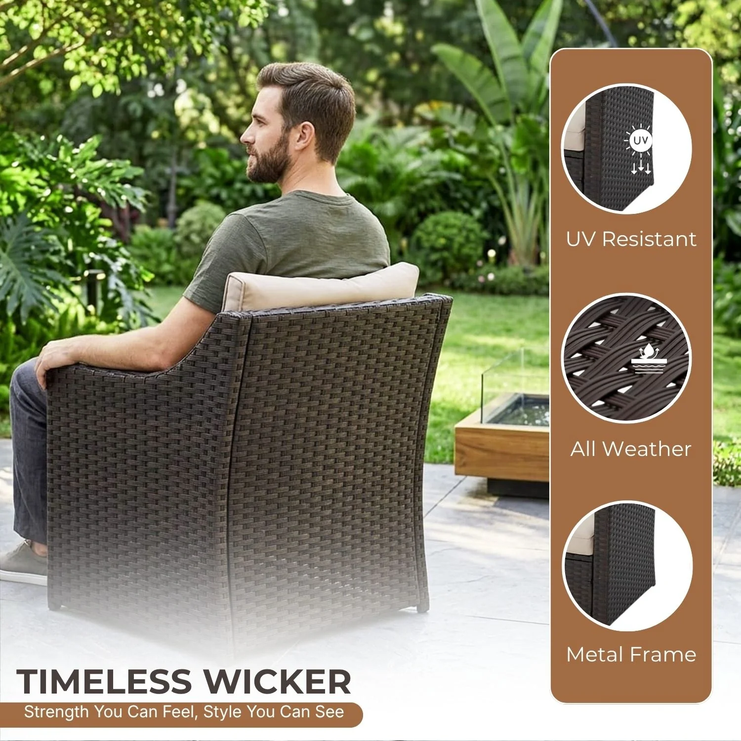 Outdoor Wicker 5-Piece Patio Sofa Set - Image 4