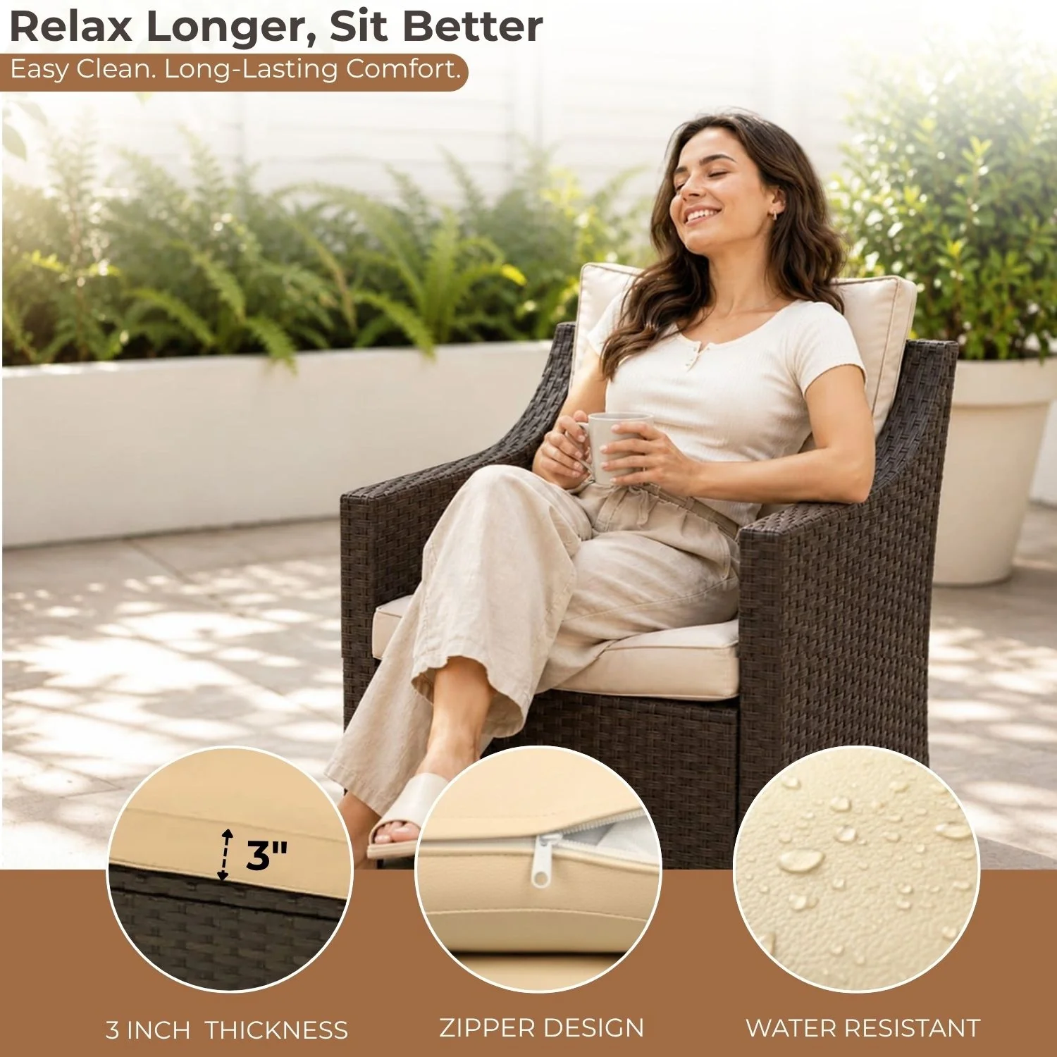 Outdoor Wicker 5-Piece Patio Sofa Set - Image 5