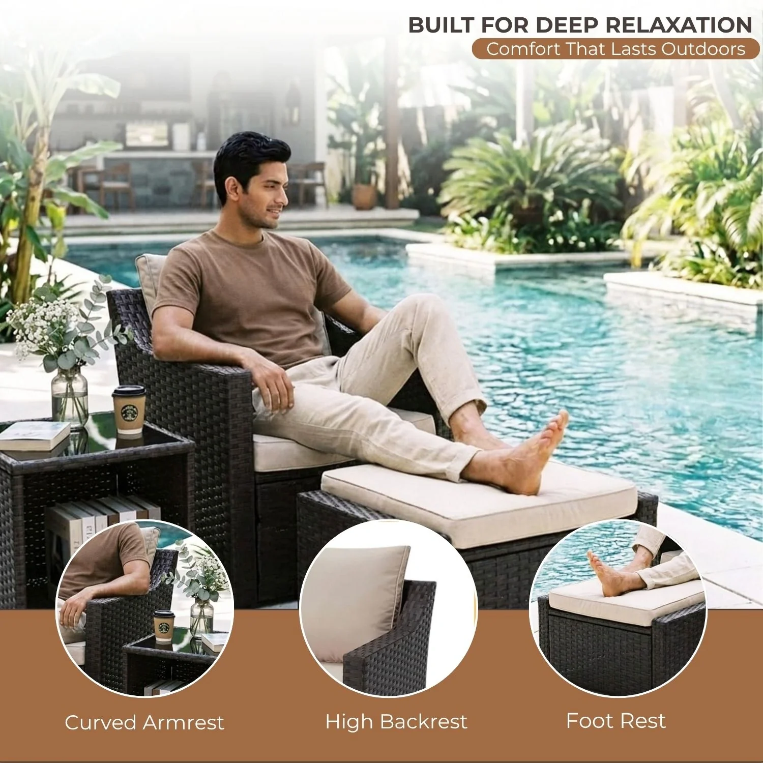 Outdoor Wicker 5-Piece Patio Sofa Set - Image 6