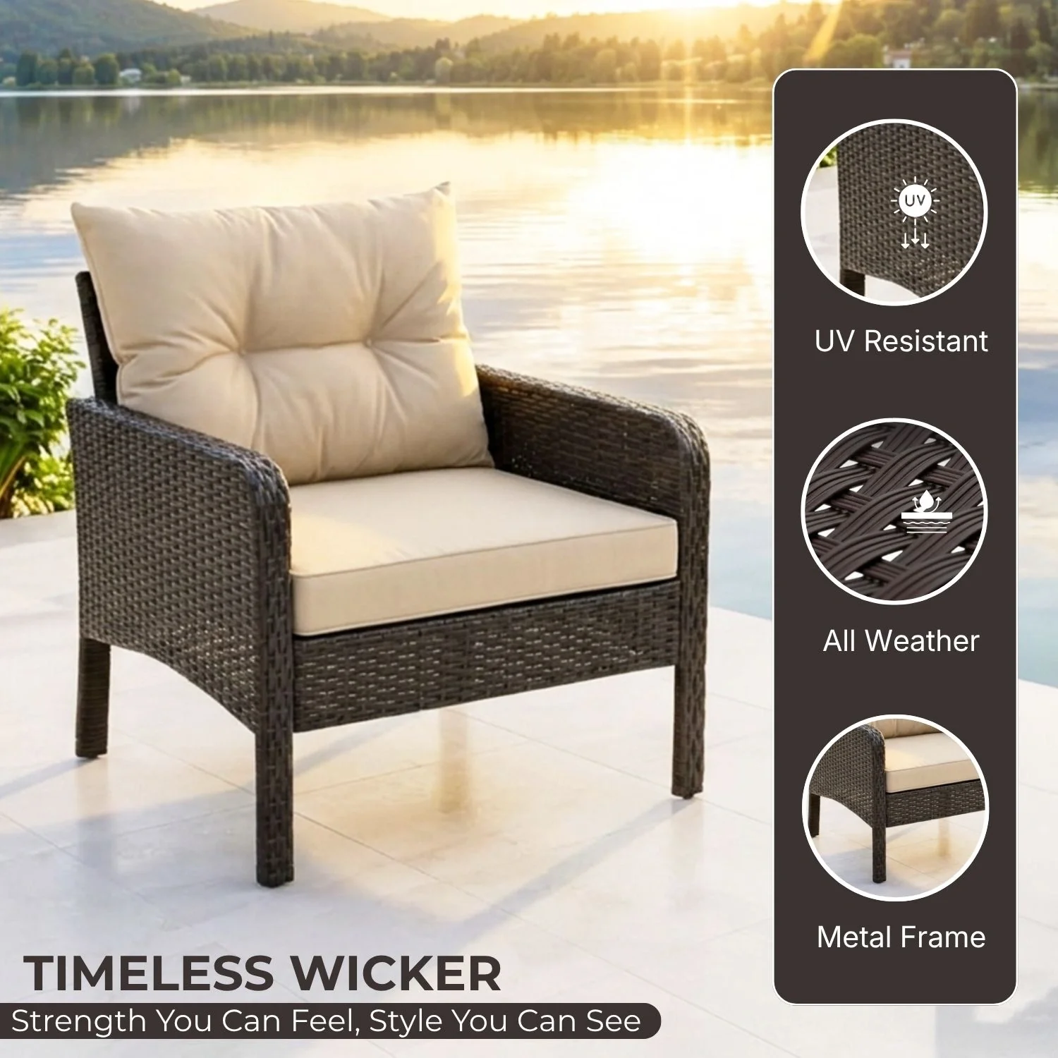 Outdoor Wicker 5-Piece Patio Sofa Set - Image 6
