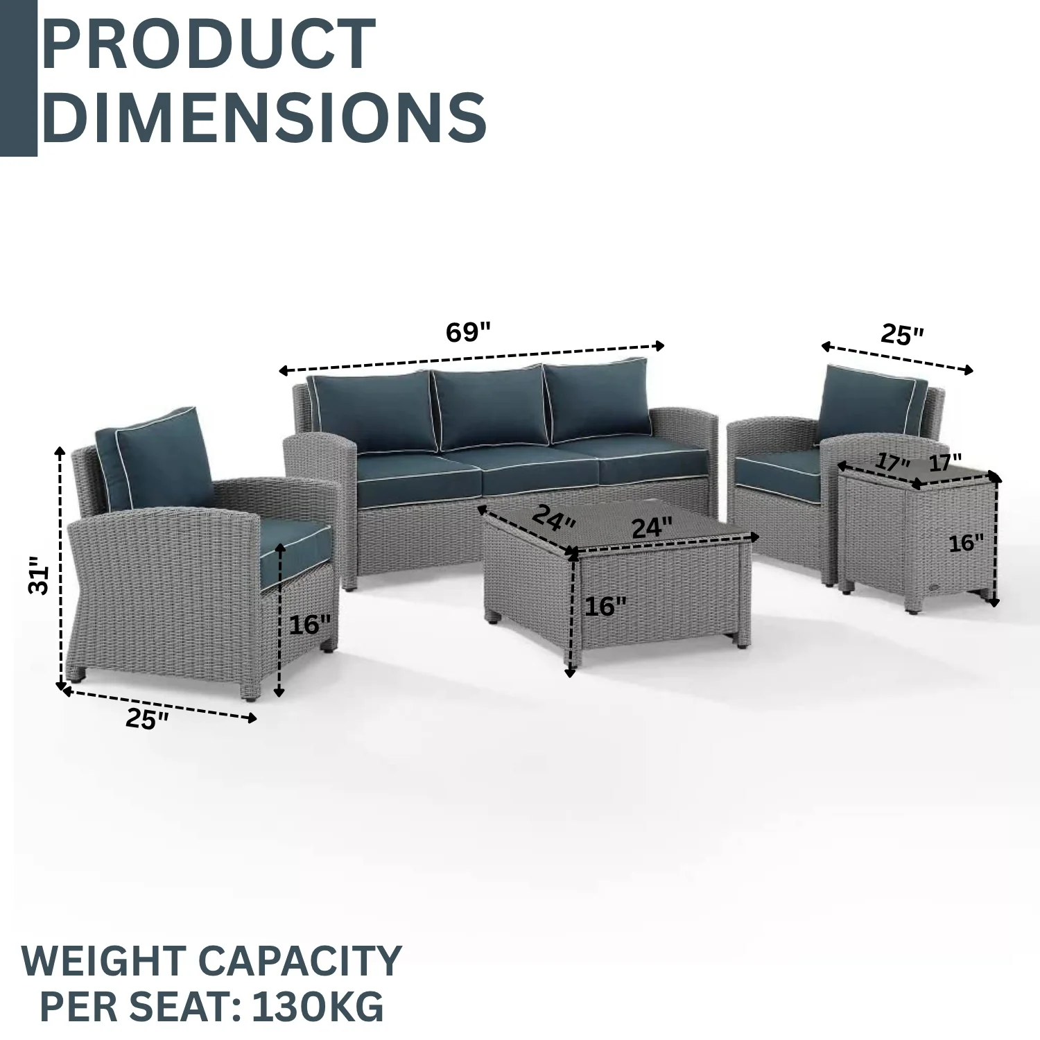 Outdoor Wicker 5-Seater Sofa Set - Image 3