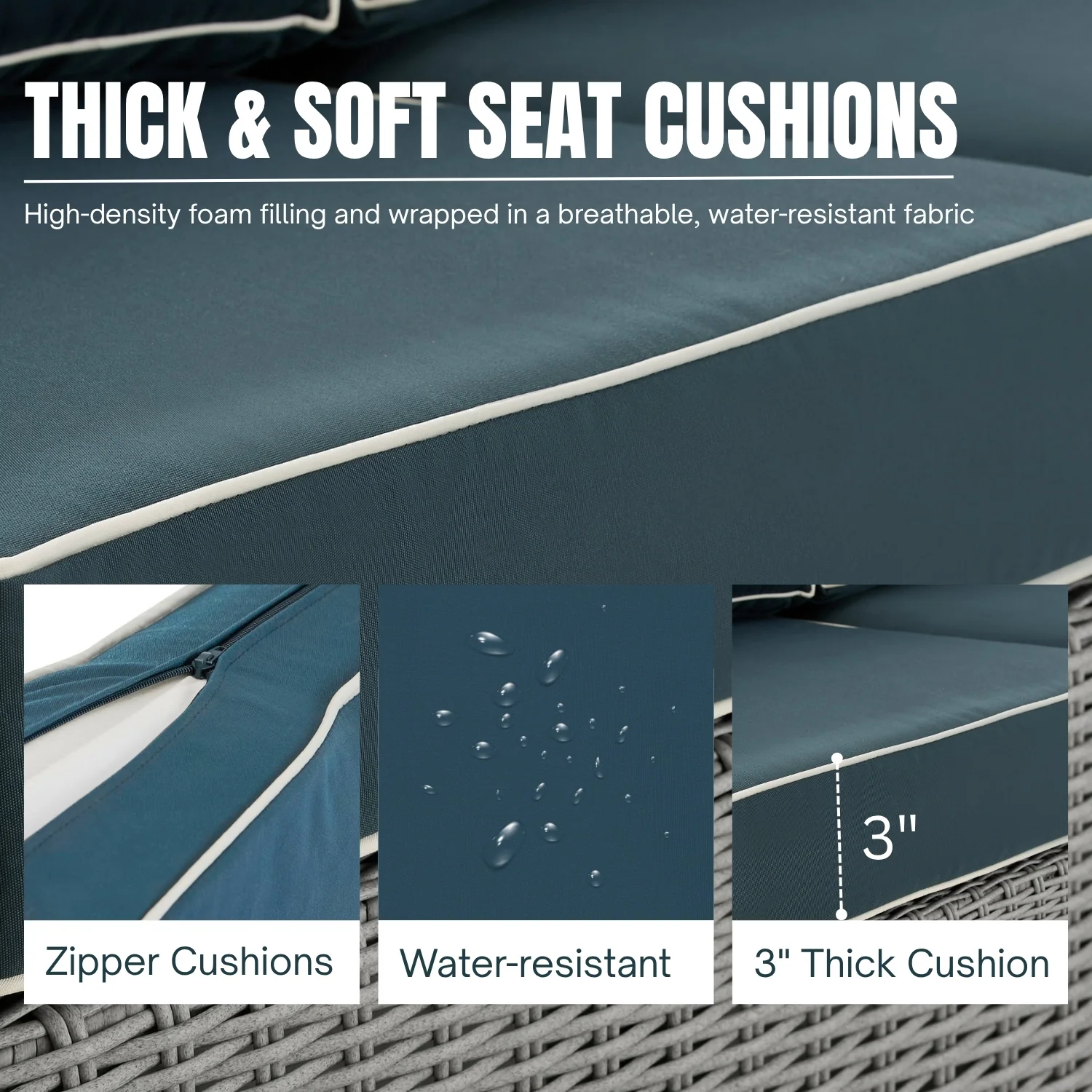 Outdoor Wicker 5-Seater Sofa Set - Image 7