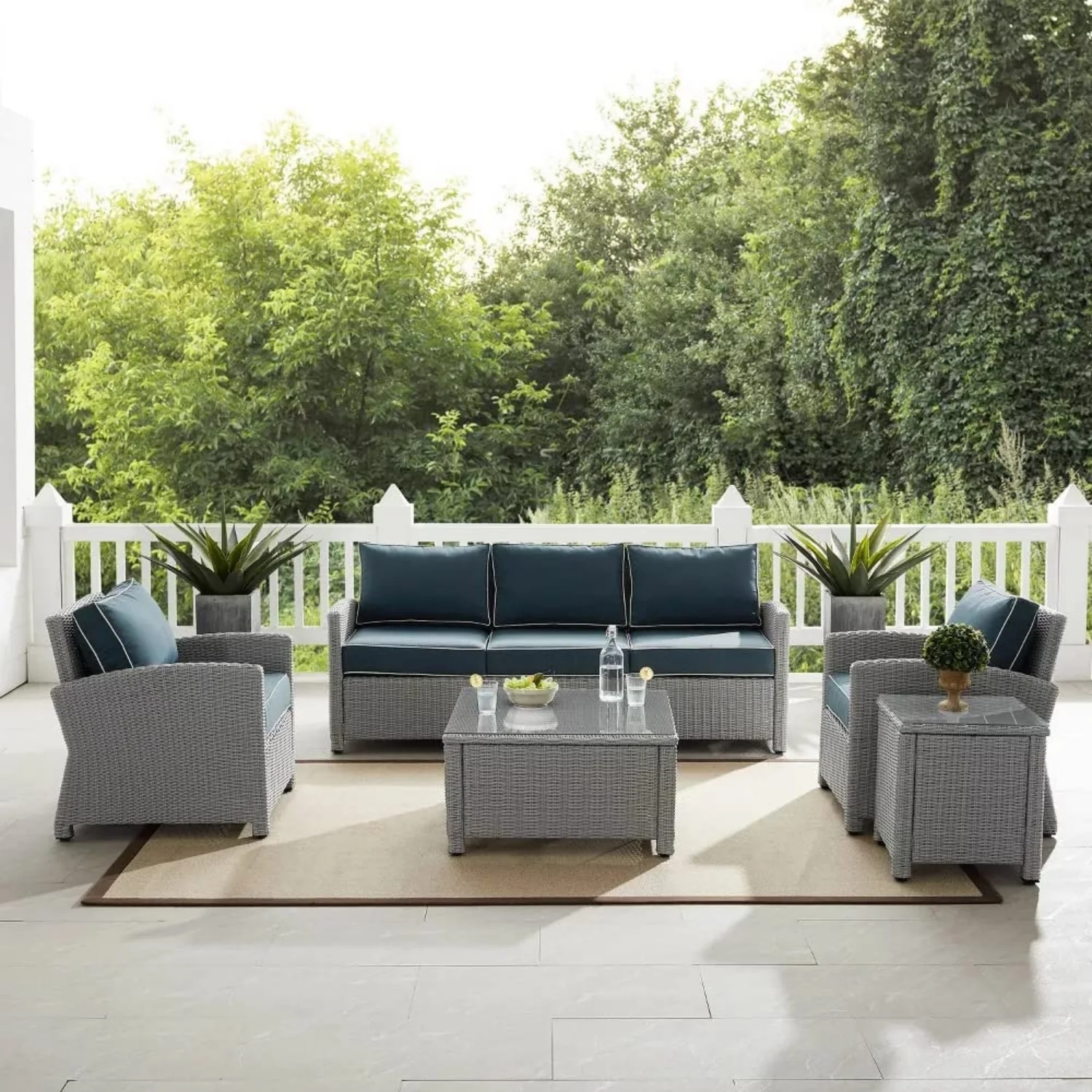 Outdoor Wicker 5-Seater Sofa Set - Image 9