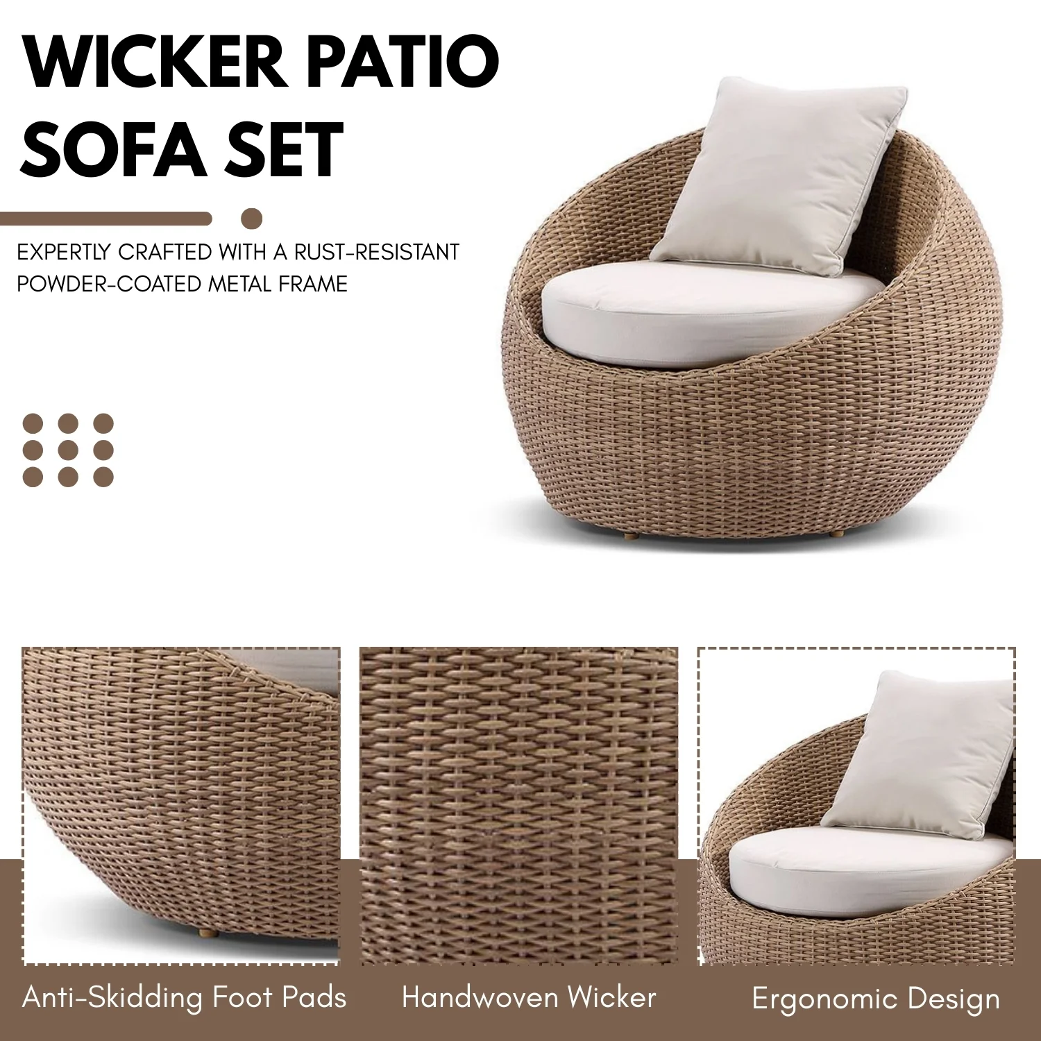 Outdoor Wicker 5-Seater Sofa Set With Glass Top Tables - Image 6