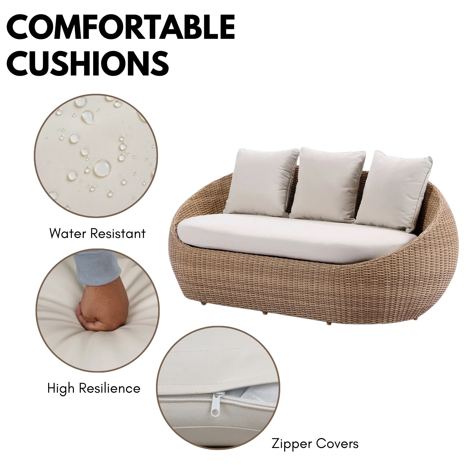 Outdoor Wicker 5-Seater Sofa Set With Glass Top Tables - Image 7