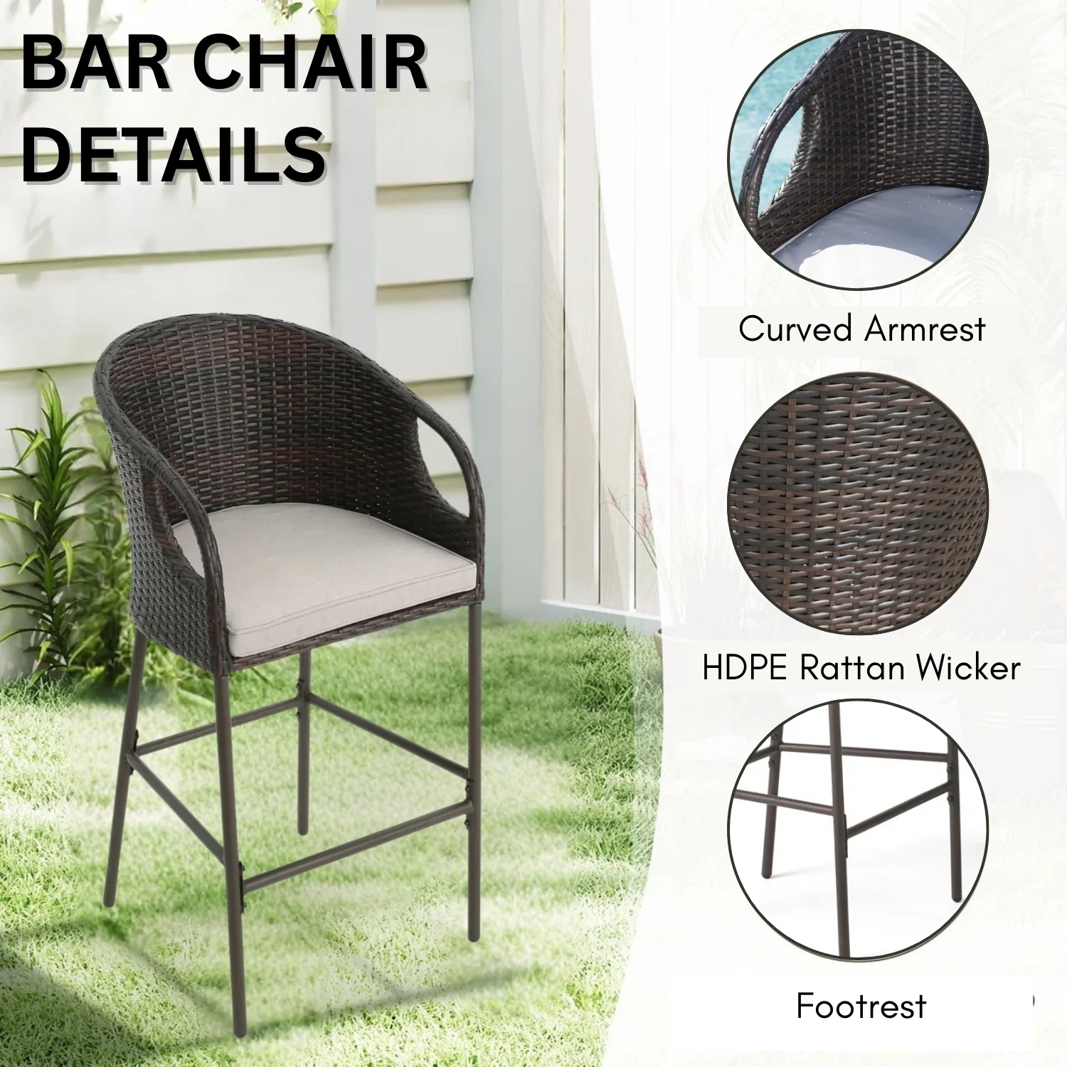 Outdoor Bar Set with High Top Table – All-Weather Rattan - Image 4