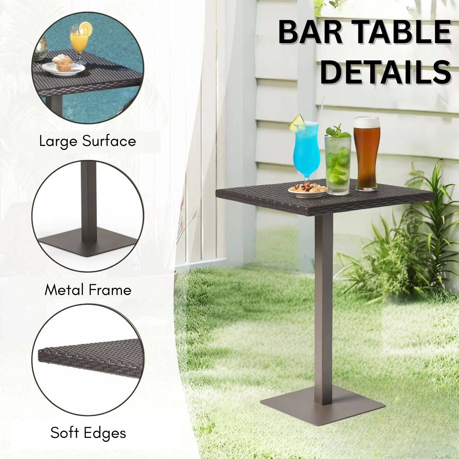 Outdoor Bar Set with High Top Table – All-Weather Rattan - Image 6