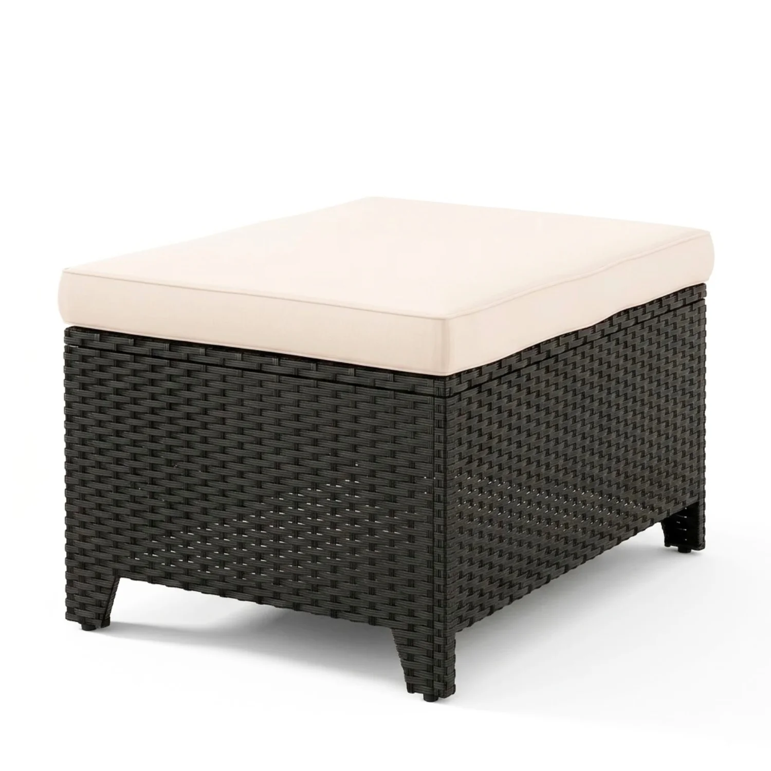 Outdoor Wicker L-Shape Sofa Set with Ottoman & Convertible Wooden Coffee Table - Image 8