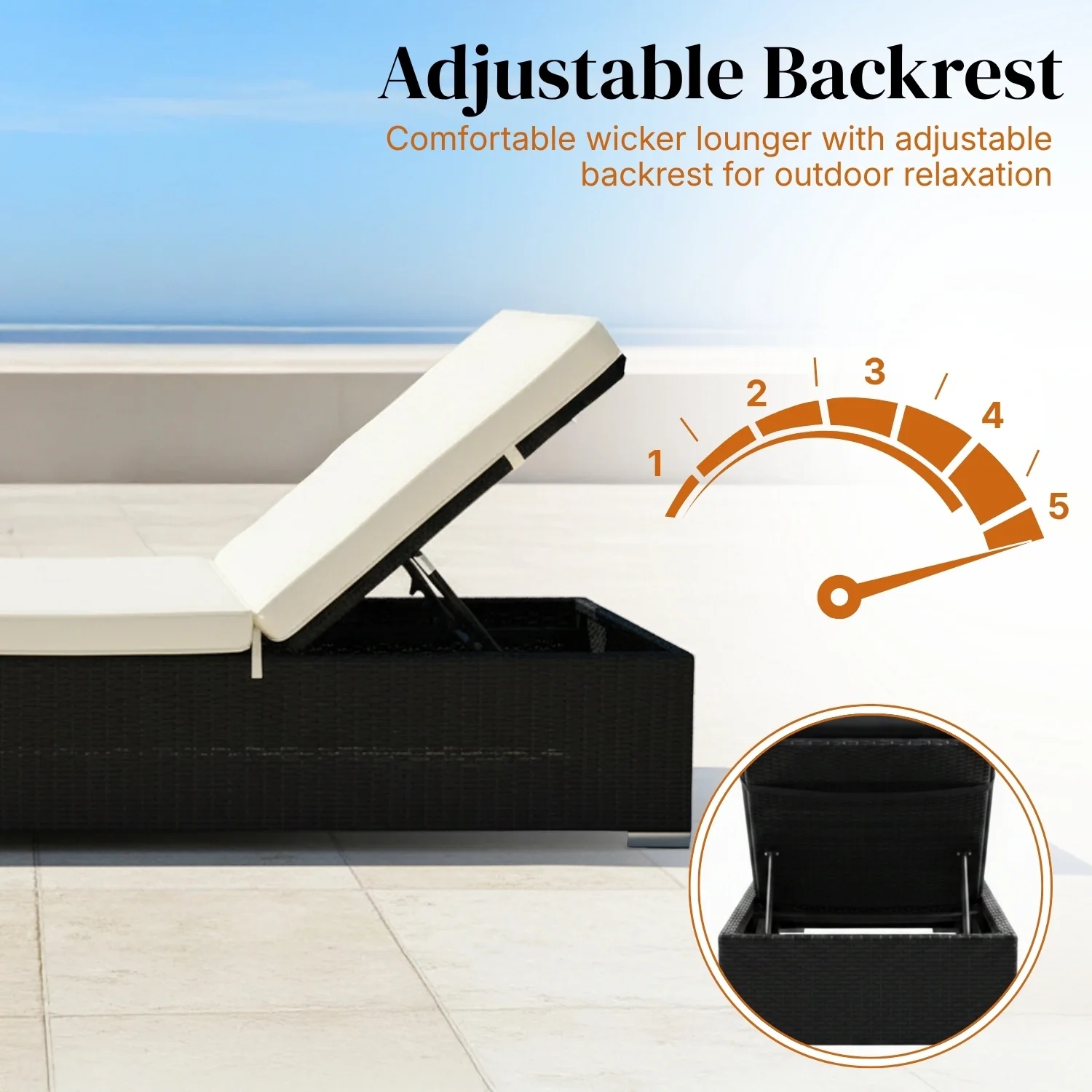 Outdoor Wicker Lounge Chair With Side Table - Image 5