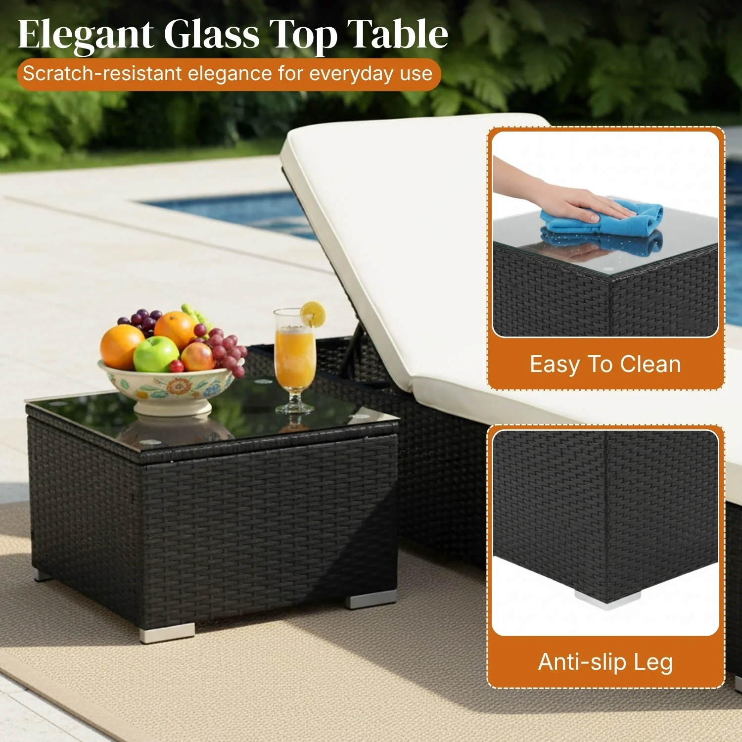 Outdoor Wicker Lounge Chair With Side Table - Image 6