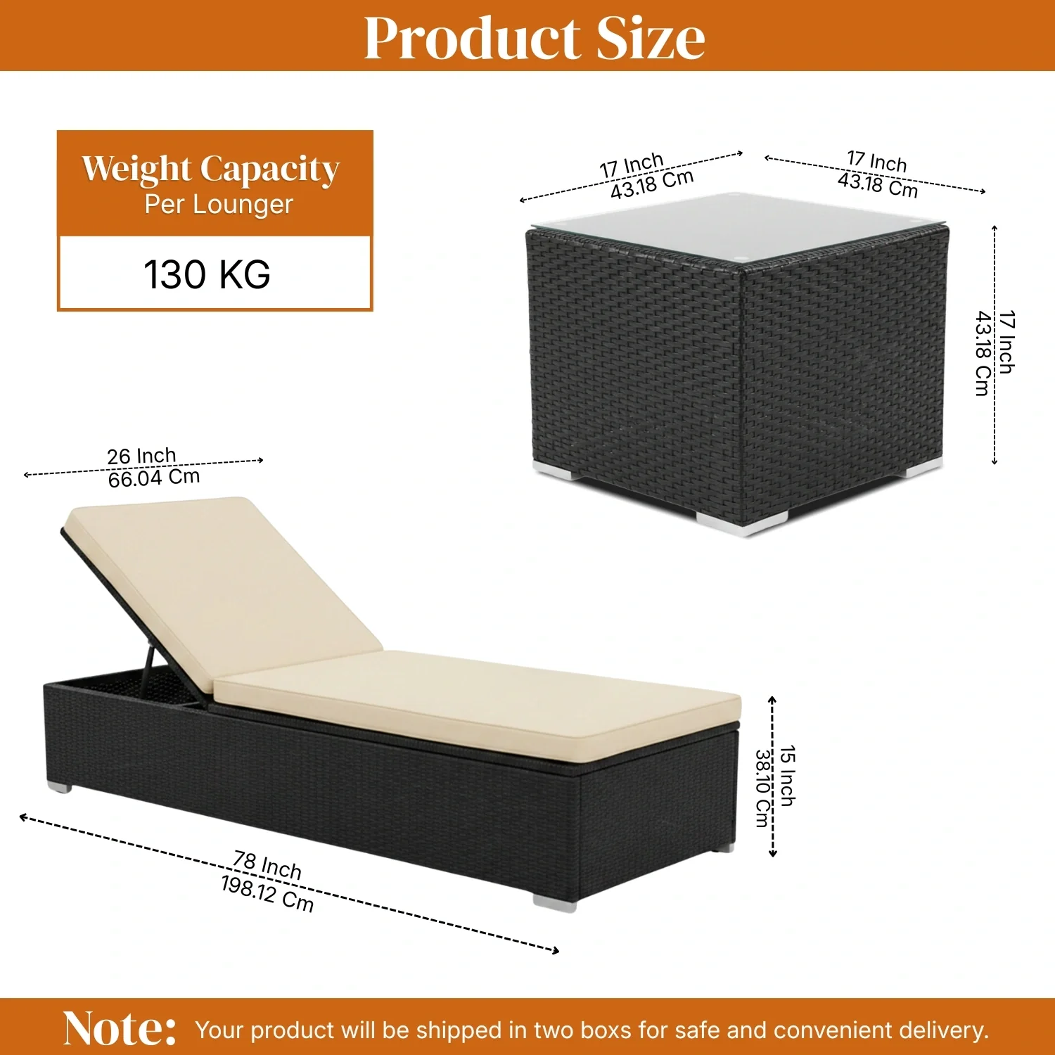 Outdoor Wicker Lounge Chairs Set of 2 With Side Table - Image 2