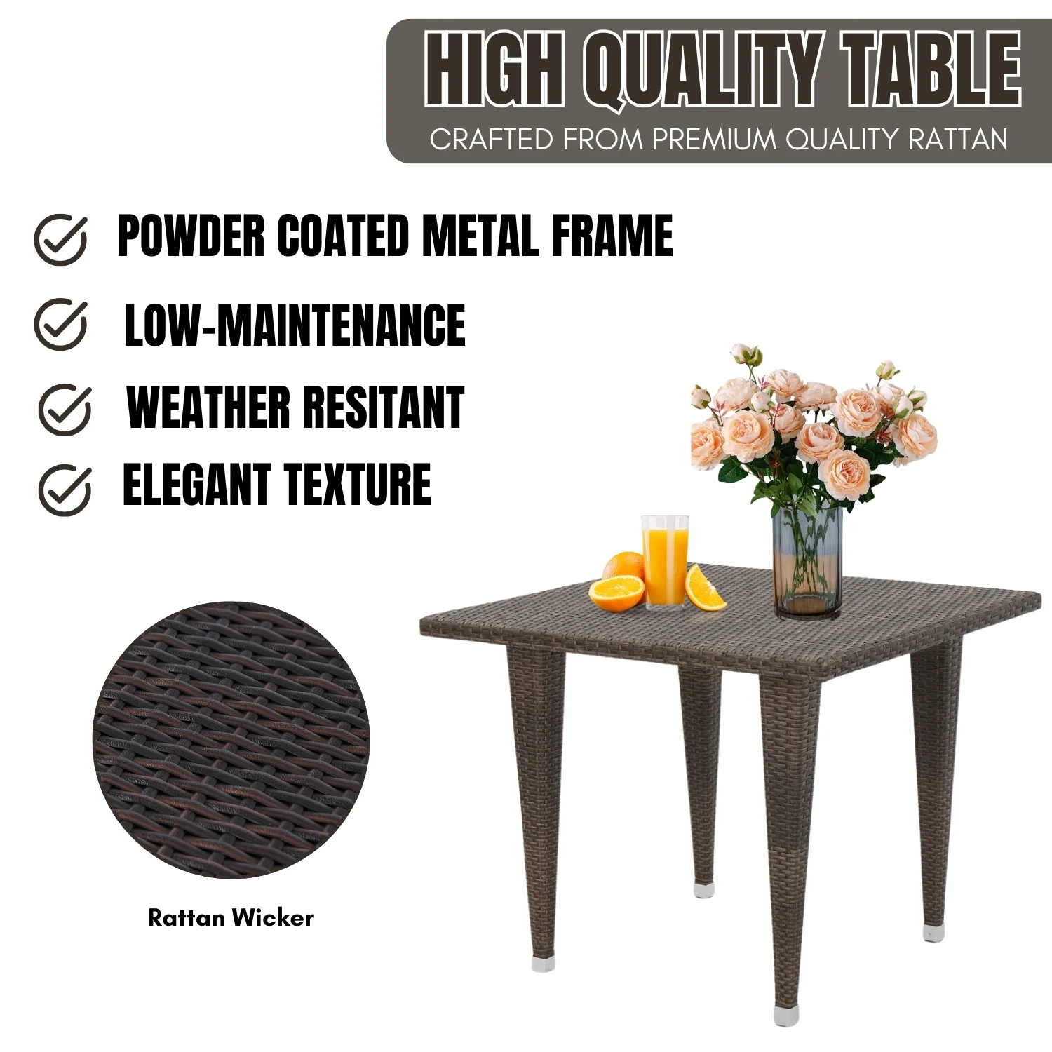 Outdoor Wicker Patio Counter Height Table (Dark Brown) - Image 5