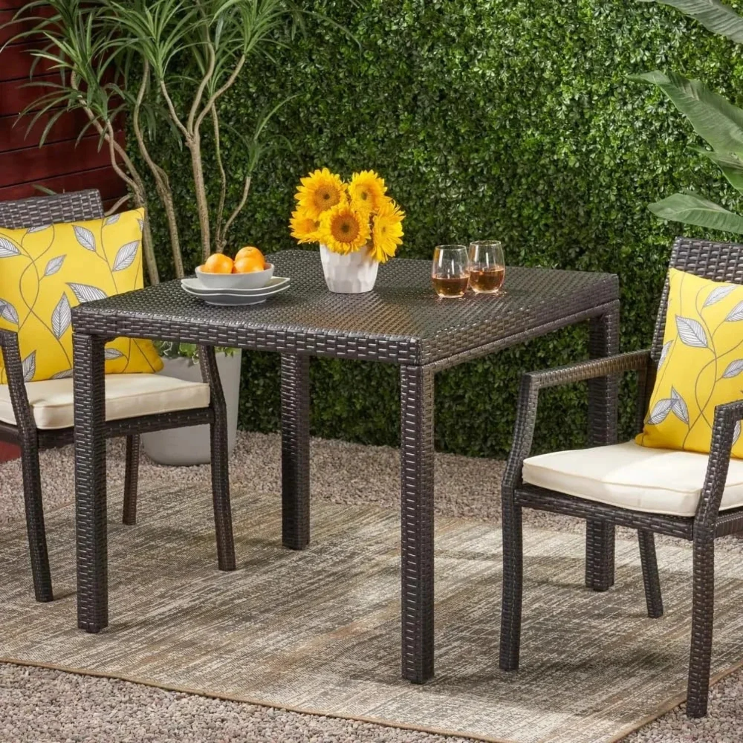 Outdoor Wicker Patio Wicker Coffee Table (Dark Brown) - Image 8