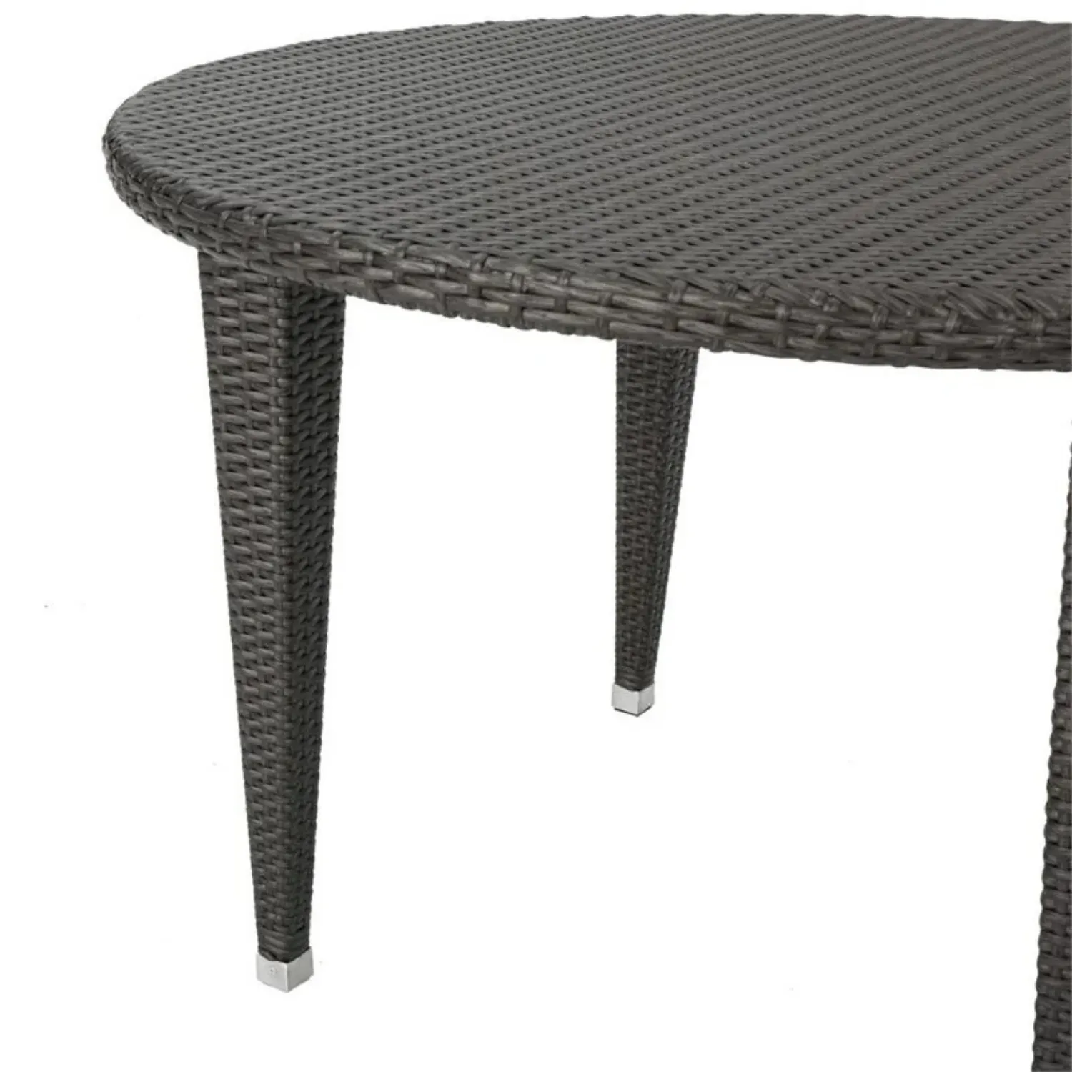 Outdoor Wicker Round Patio Dining Table (Dark Brown) - Image 3