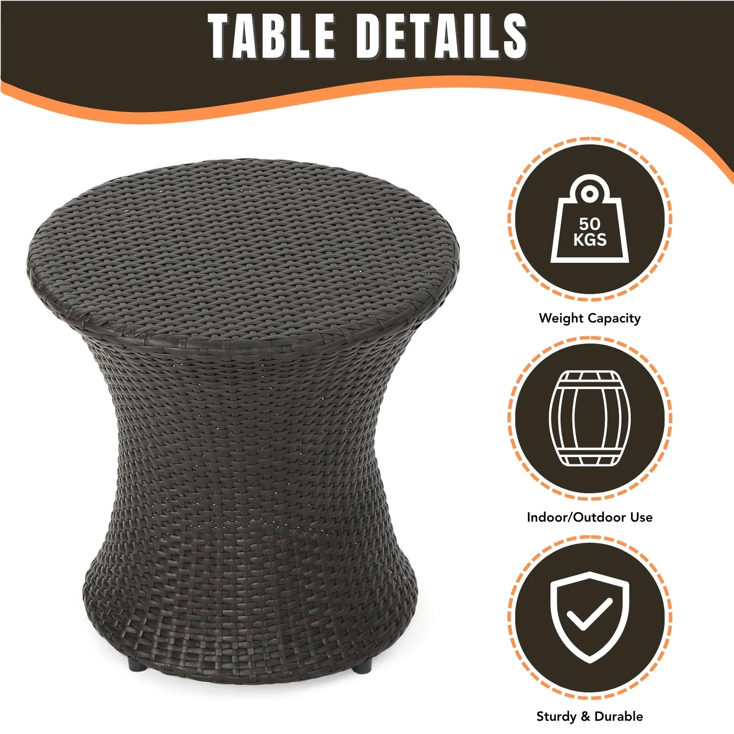 Outdoor Wicker Round Patio End Table - Image 5