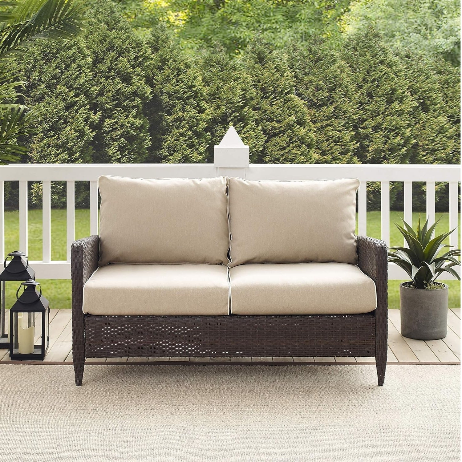 Outdoor Wicker Double Seater Loveseat Sofa - Image 7