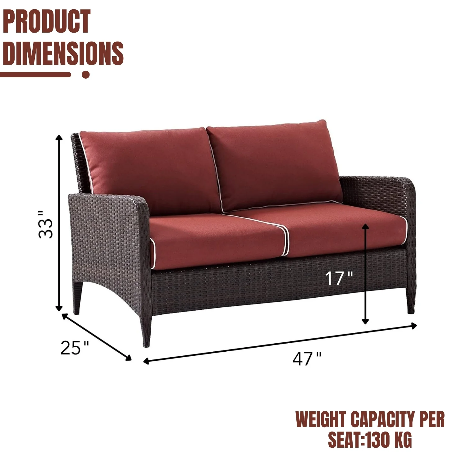 Outdoor Wicker Double Seater Loveseat Sofa - Image 2