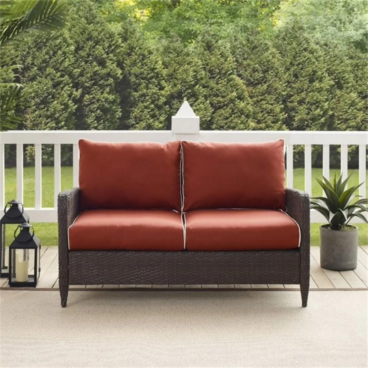 Outdoor Wicker Double Seater Loveseat Sofa - Image 8