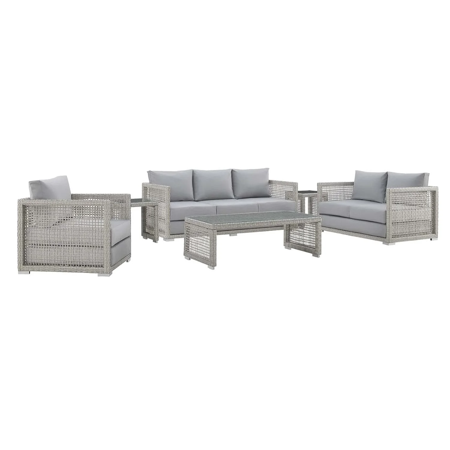 Outdoor Wicker Woven 6 Pieces Sectional Patio Furniture Set - Image 4