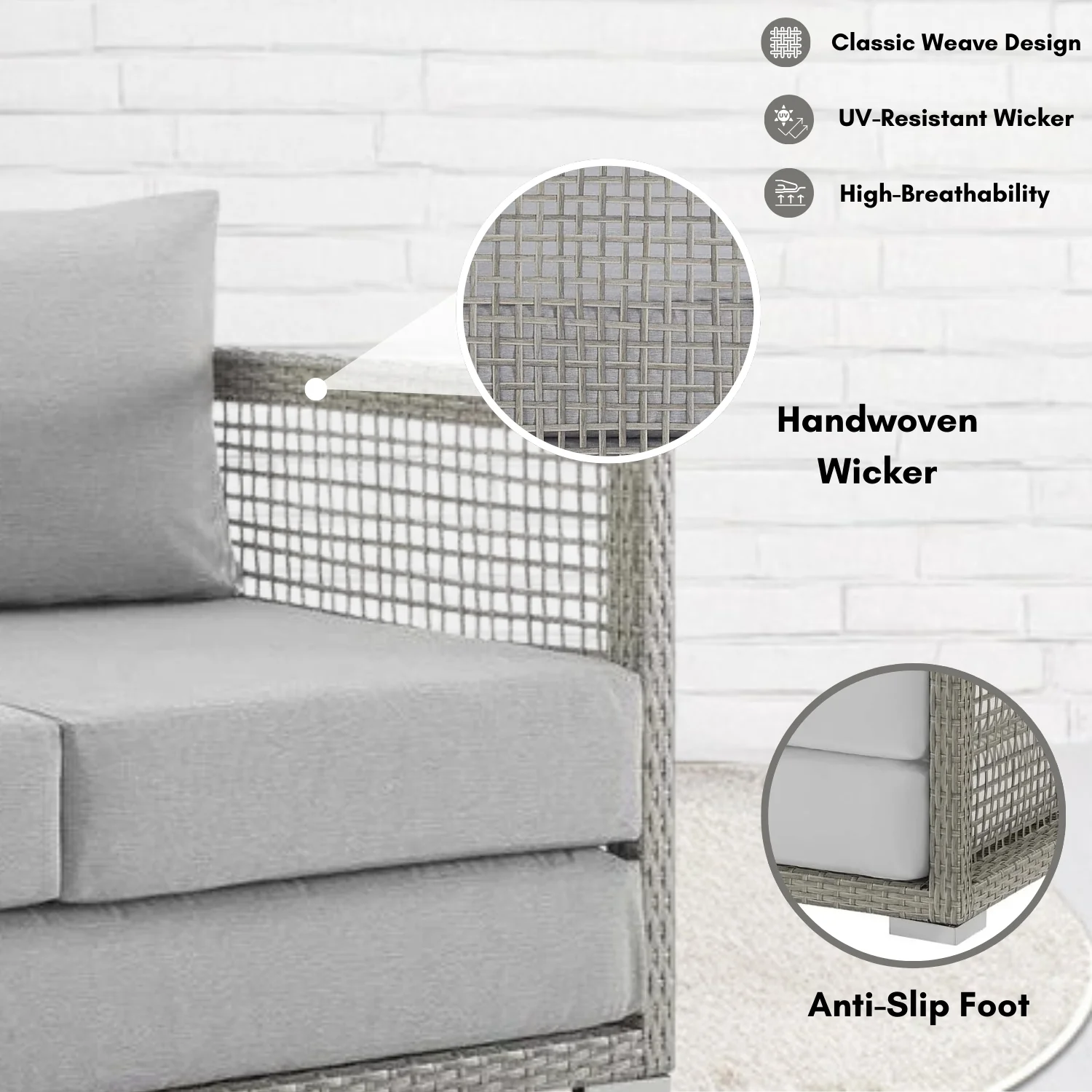 Outdoor Wicker Woven 6 Pieces Sectional Patio Furniture Set - Image 5