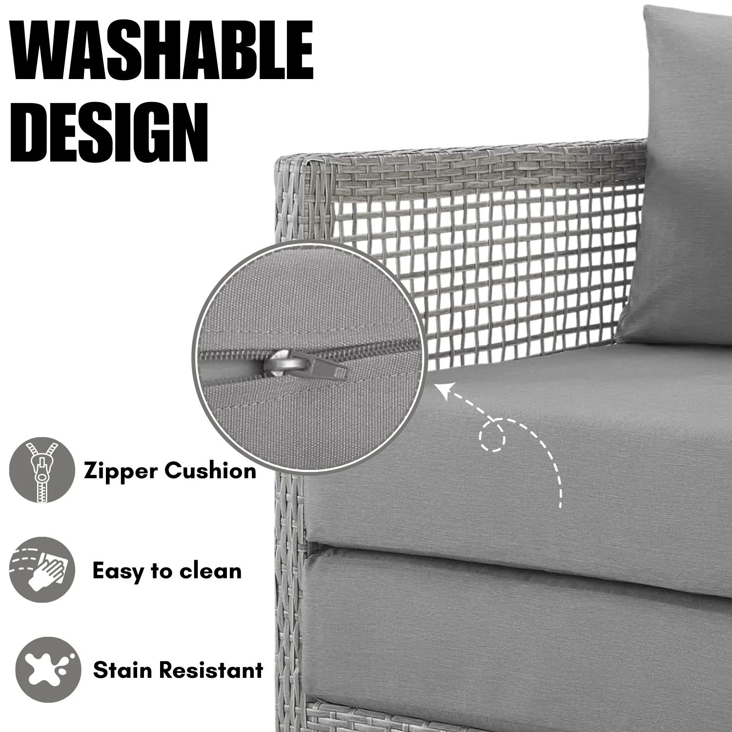 Outdoor Wicker Woven 6 Pieces Sectional Patio Furniture Set - Image 6