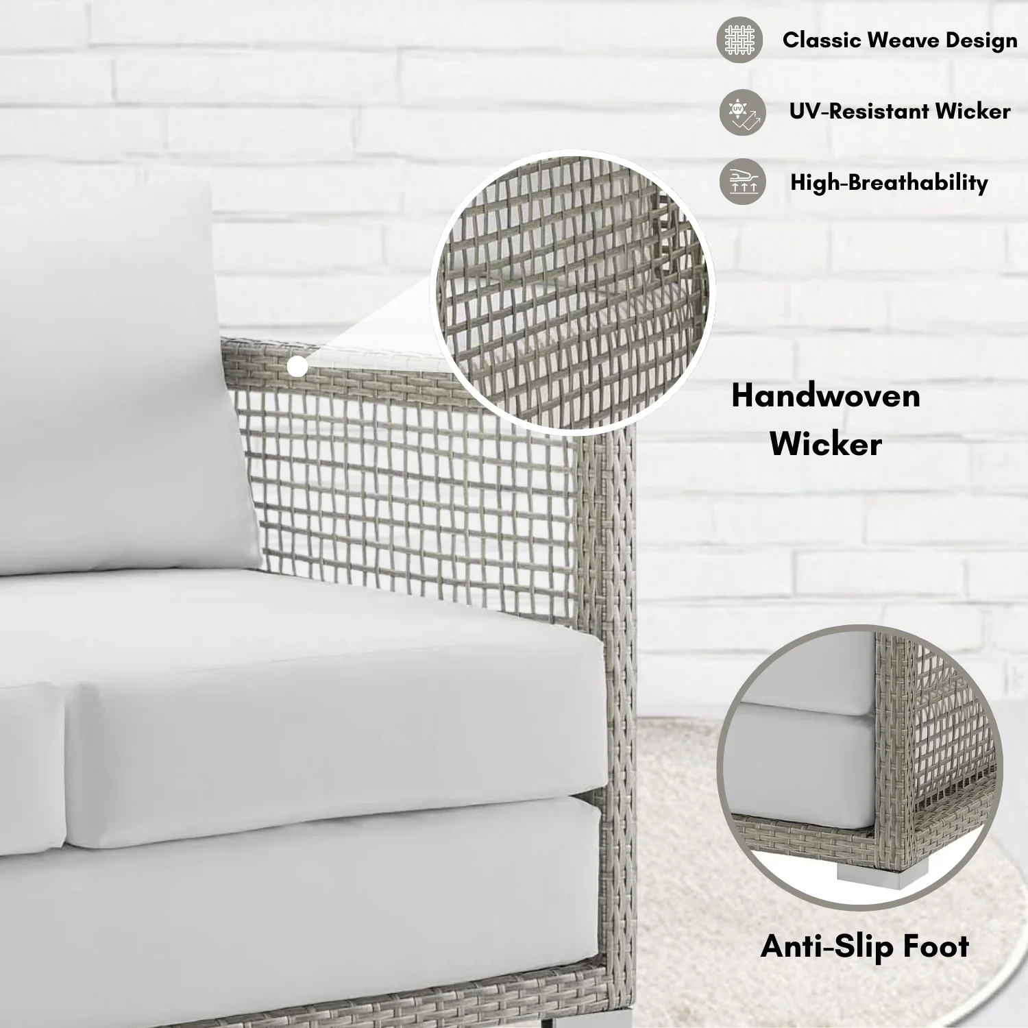 Outdoor Wicker Woven 6 Pieces Sectional Patio Furniture Set - Image 5